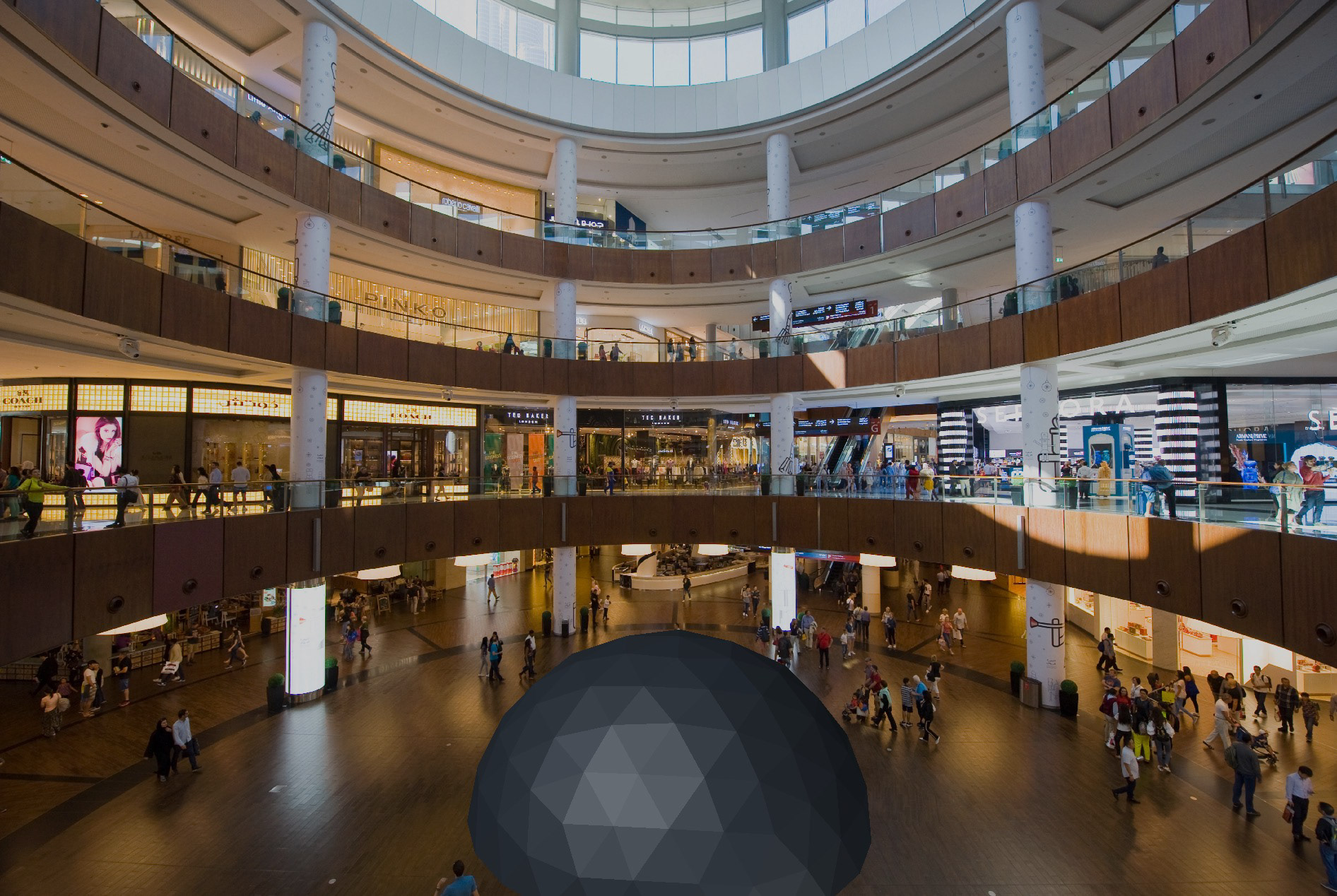 Walk through mall dome installation