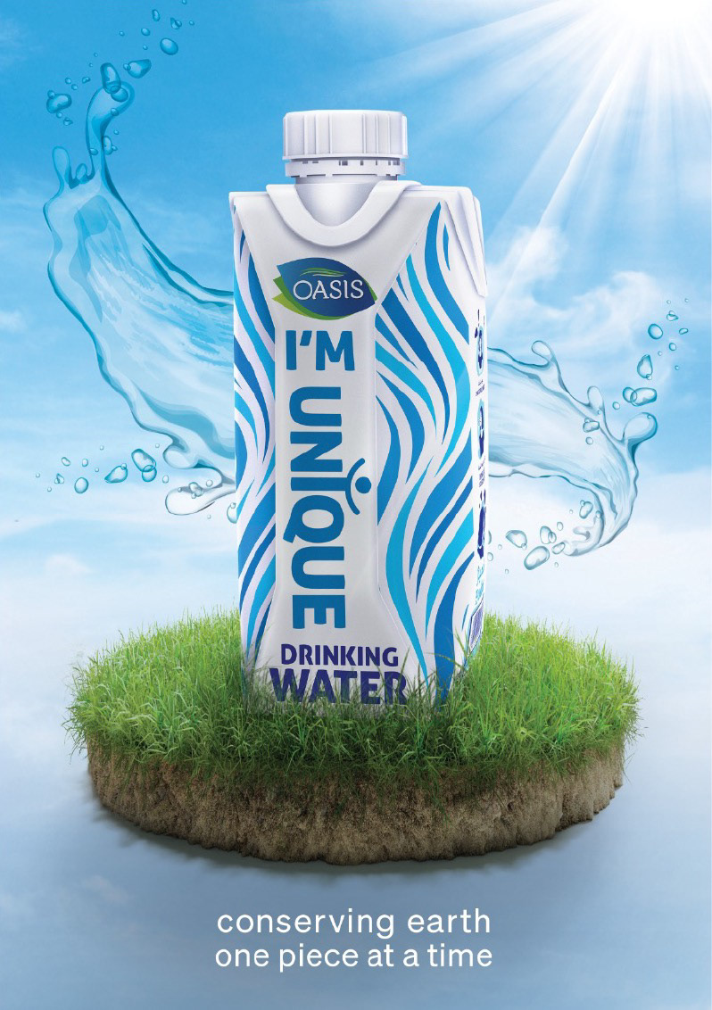 Oasis Tetra Pak eco-friendly packaging promotional campaign poster