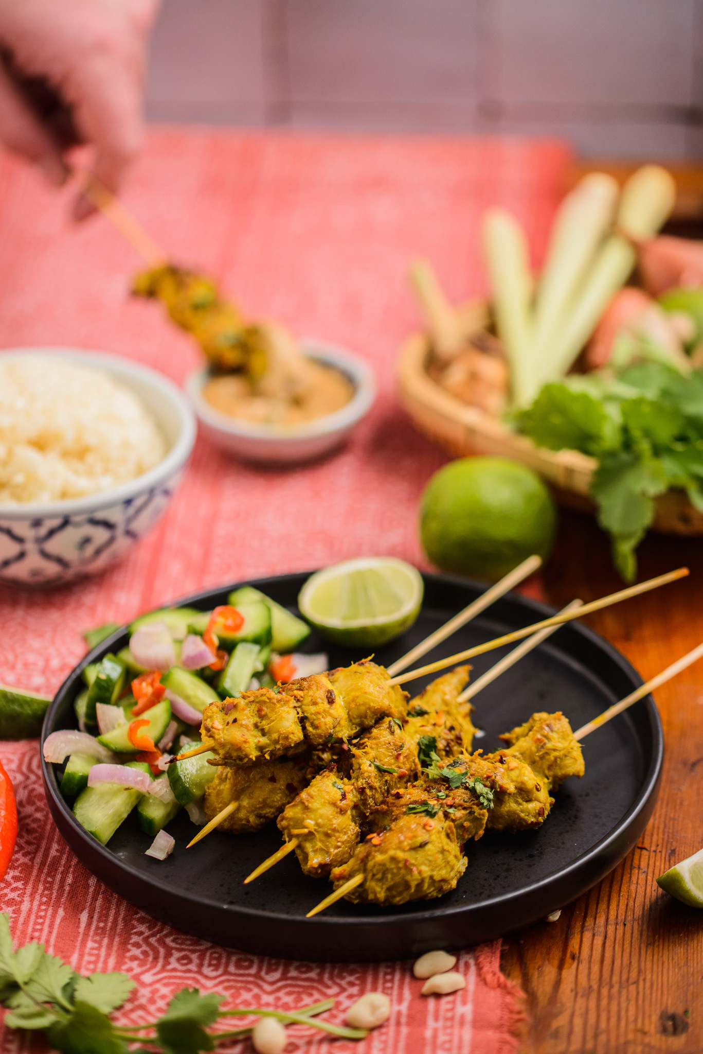 Satai de pollo tailandeses