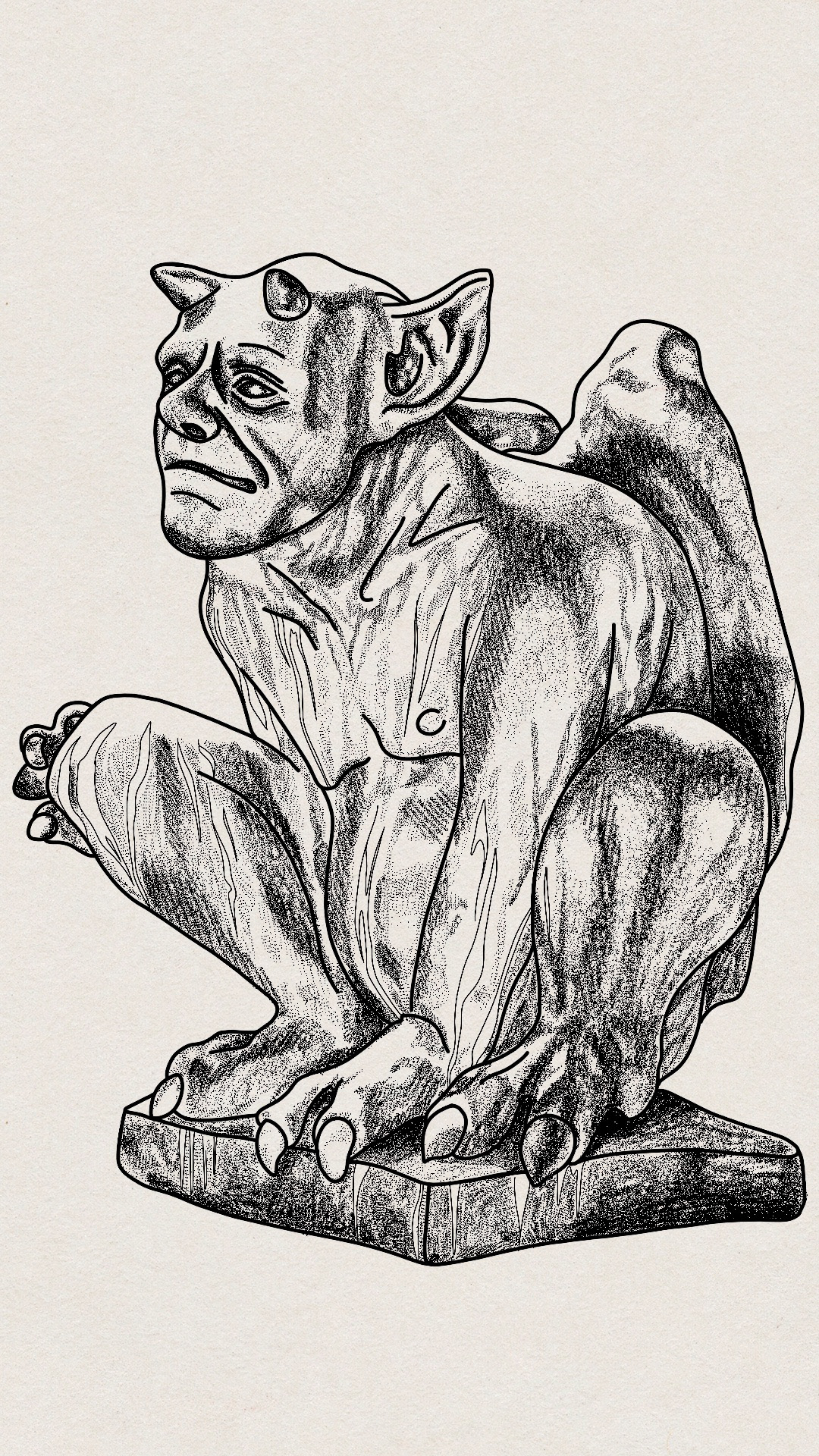 Inktober: "Gargoyle", 2022, digital drawing