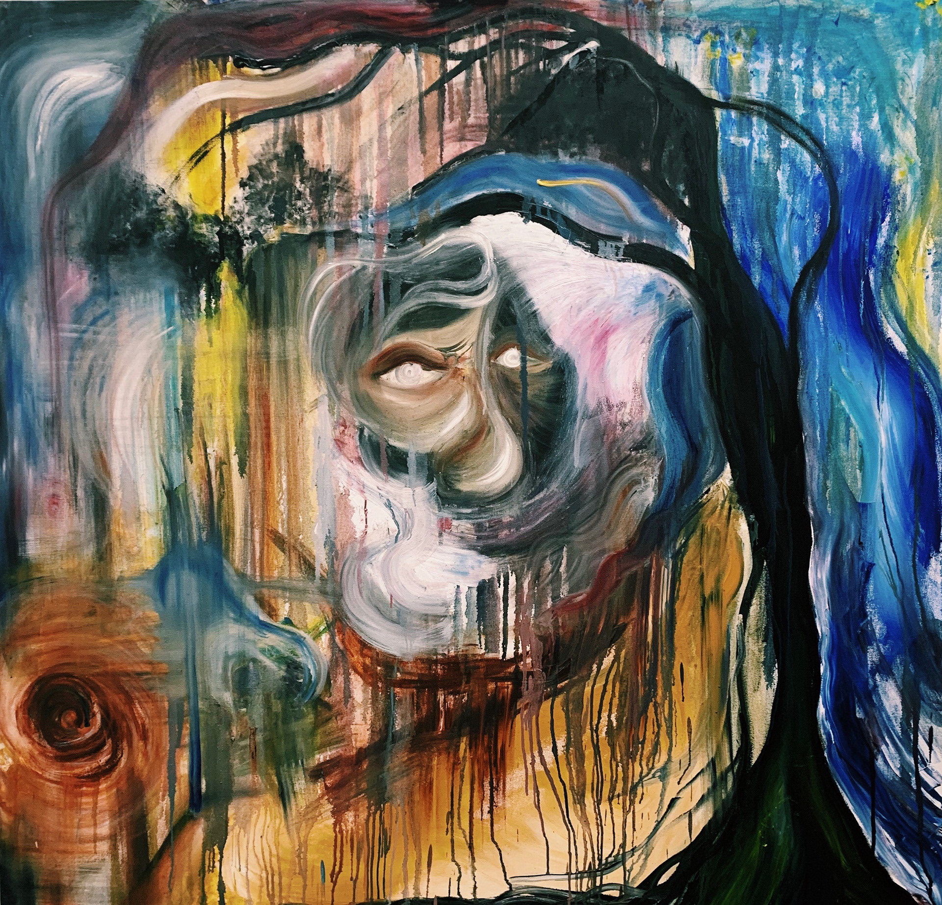 "Human Sadness", 2020, oil on canvas, 63x65 in.