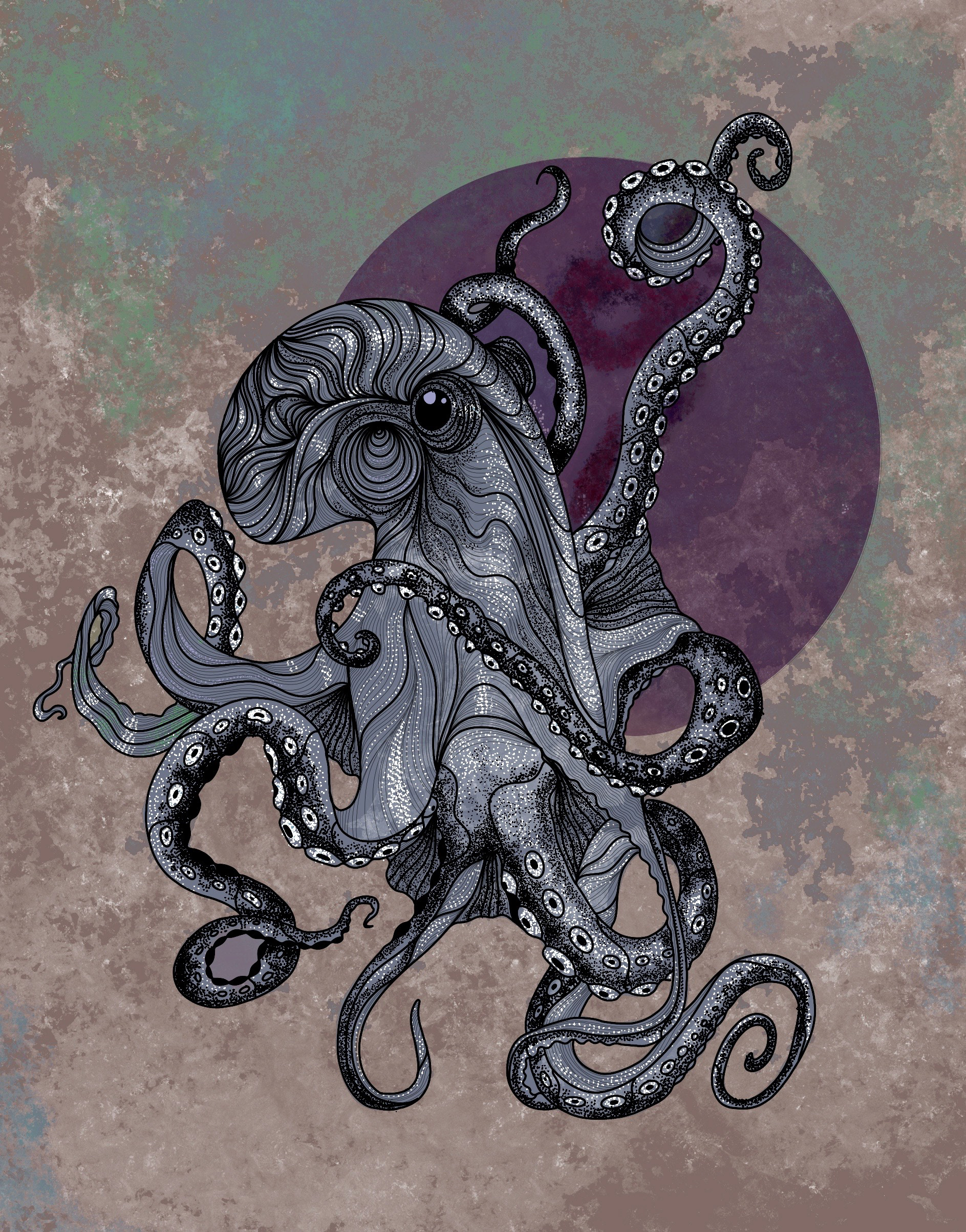 "Space Octopus", 2020, digital drawing