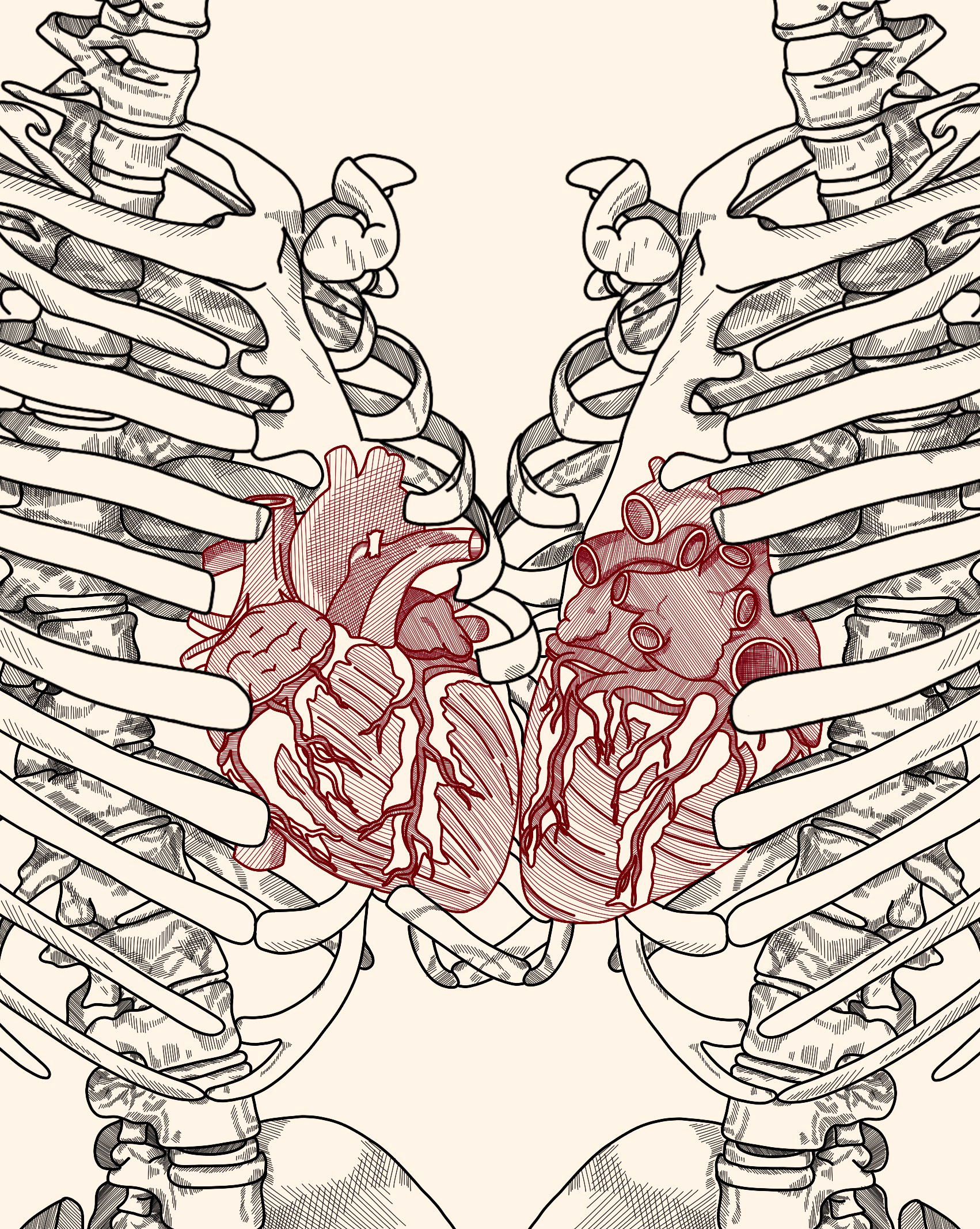 "The Anatomy of a Hug", 2021, digital drawing