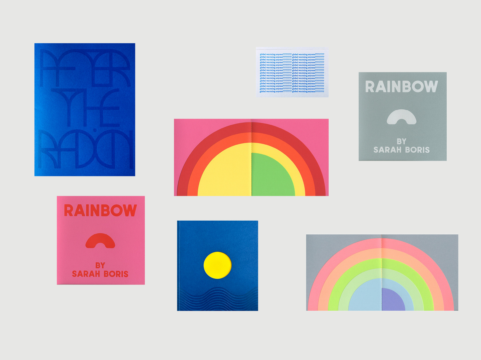 Artist books by Sarah Boris, the image shows a selection of covers and spreads