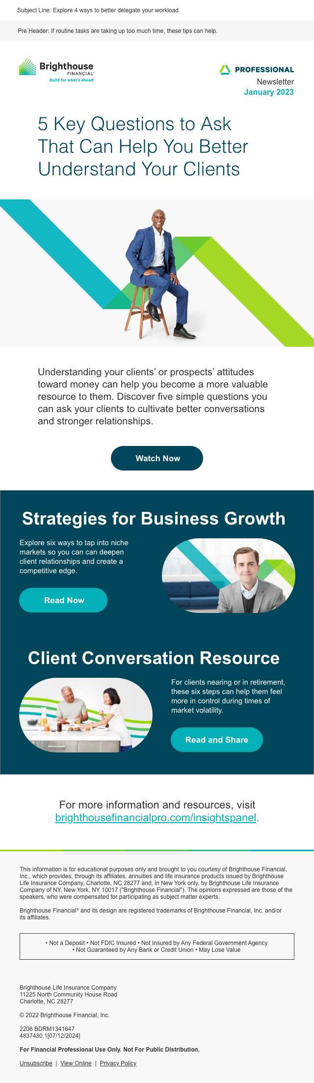 Brighthouse Financial Monthly Email Refresh - Wray Ward