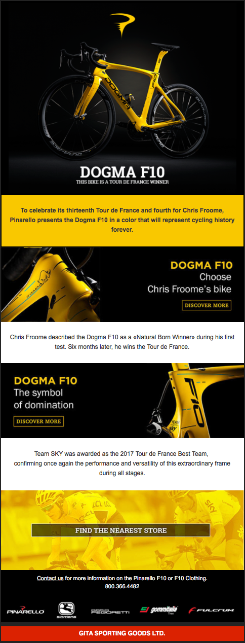 Gita Sports - Pinarello Dogma Email