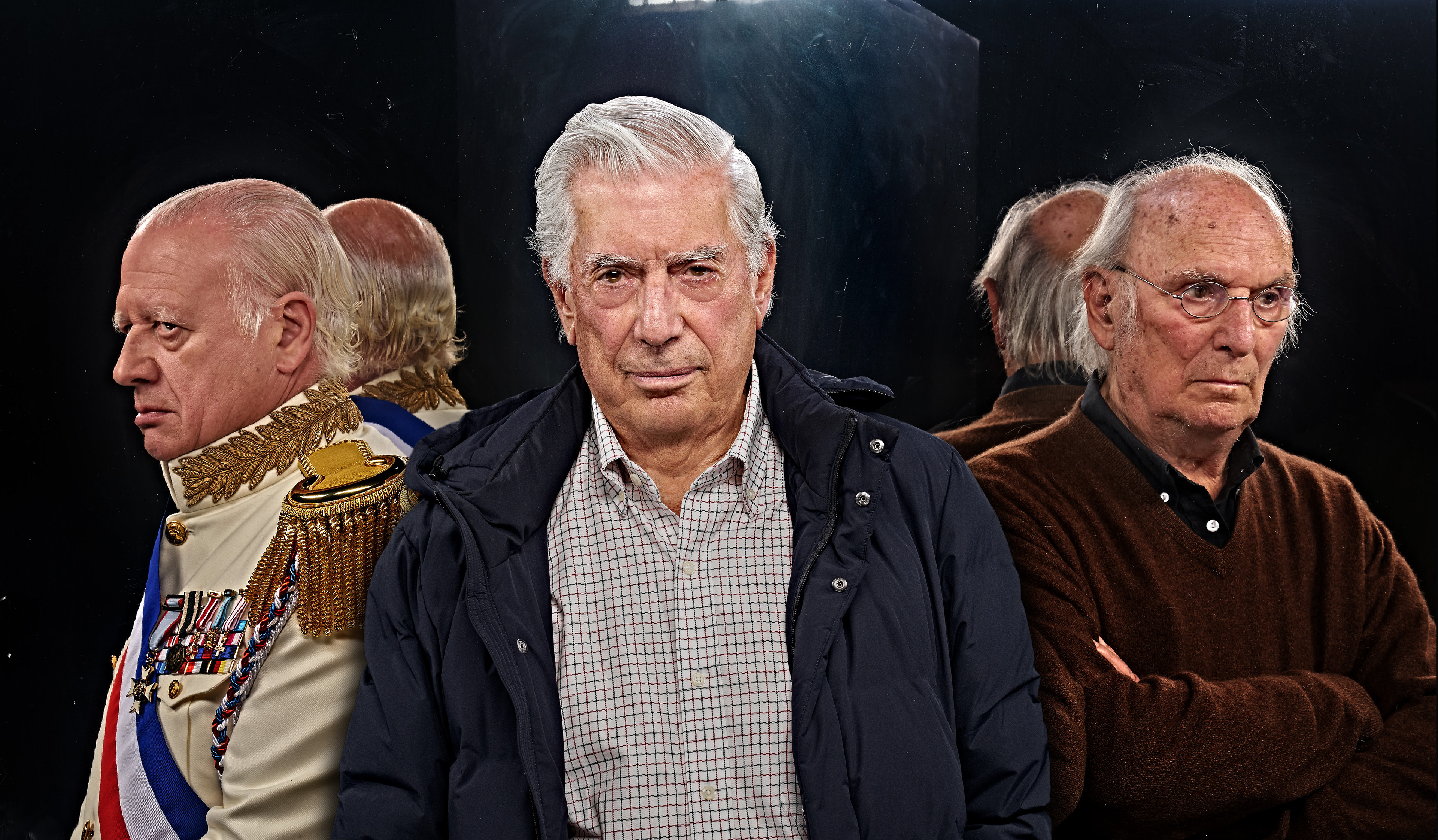 JUAN ECHANOVE, MARIO VARGAS LLOSA y CARLOS SAURA - foto SERGIO PARRA