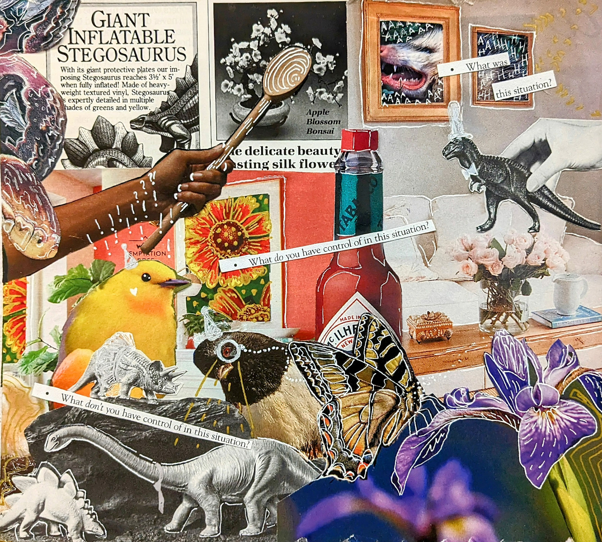 "Mental Illness Moment", mixed media collage, Feb. 2023