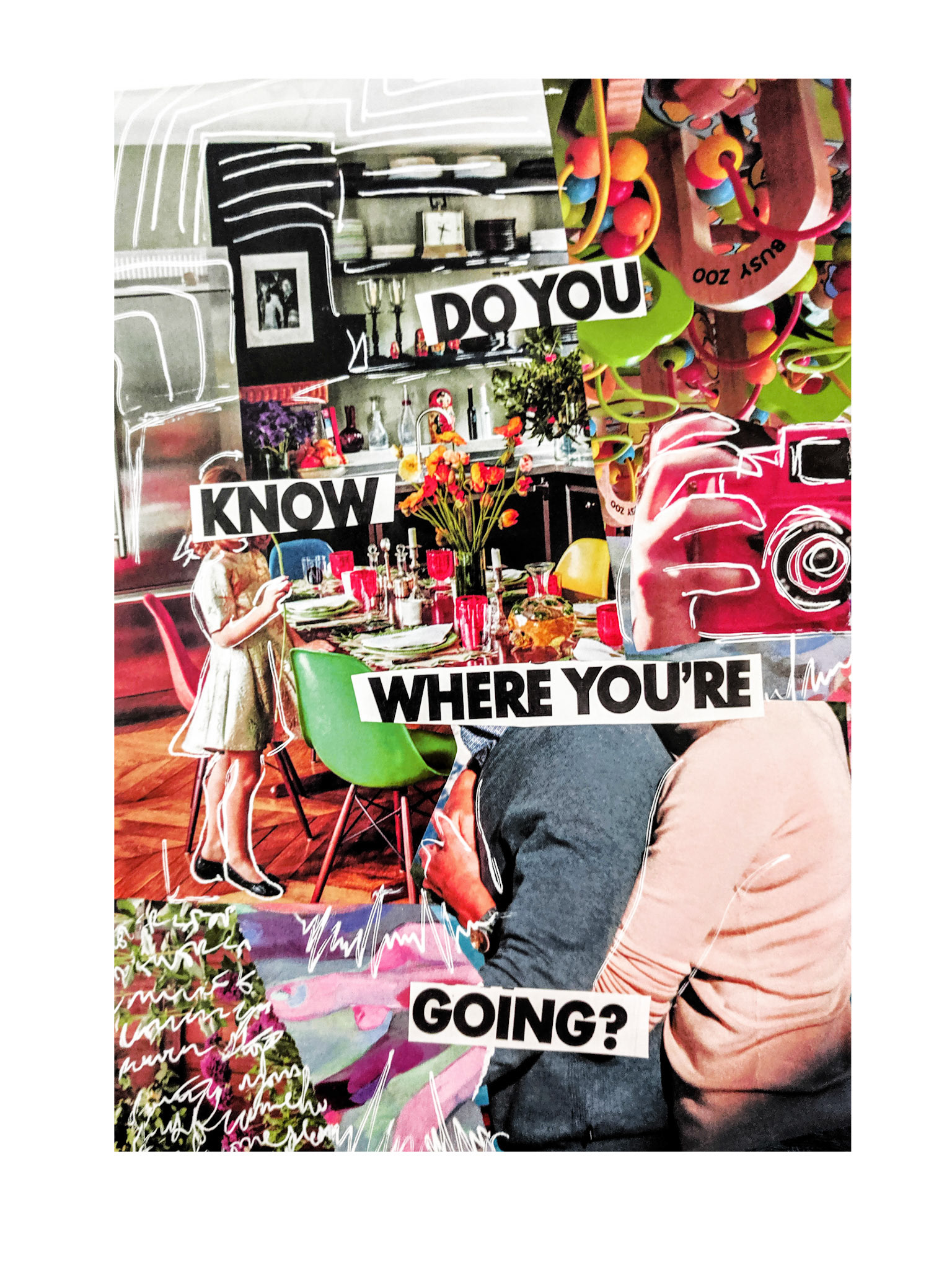 "Do you know where you're going?", mixed media collage, Jun. 2019