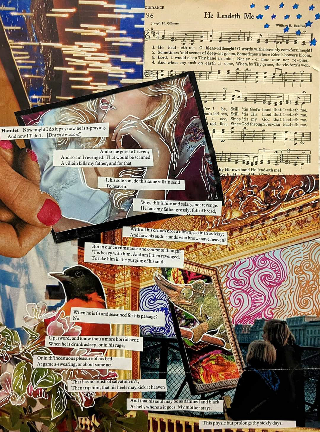 "Sixth Soliloquy", mixed media collage, Feb. 2023