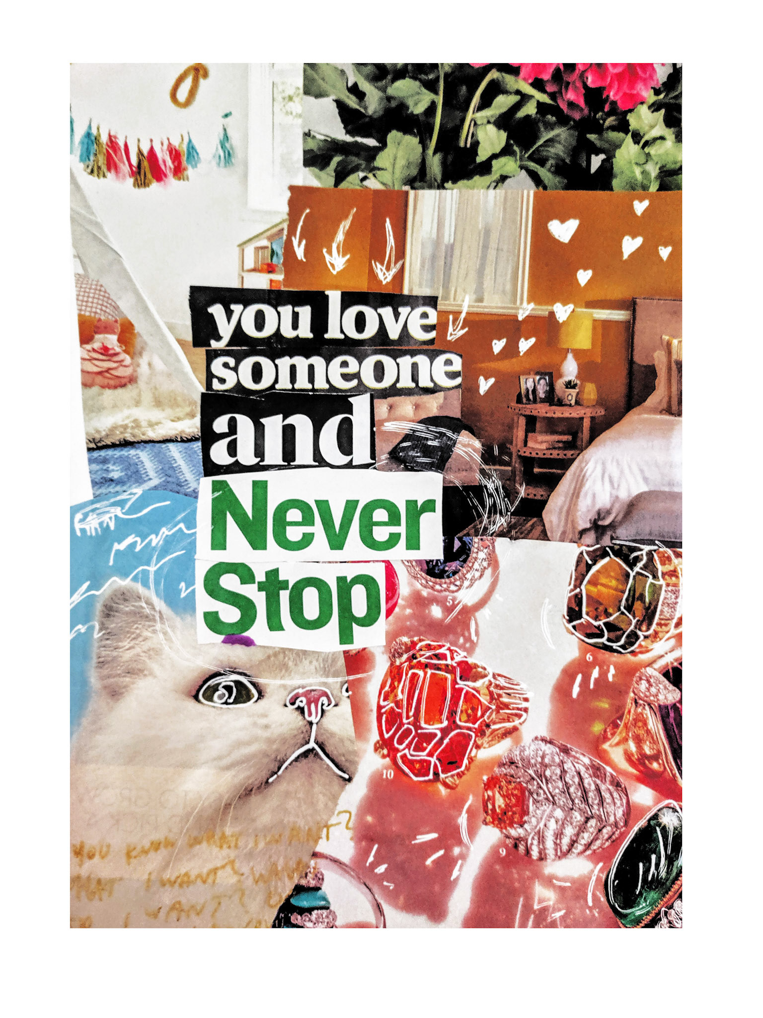 "You love someone and never stop", mixed media collage, Jun. 2019