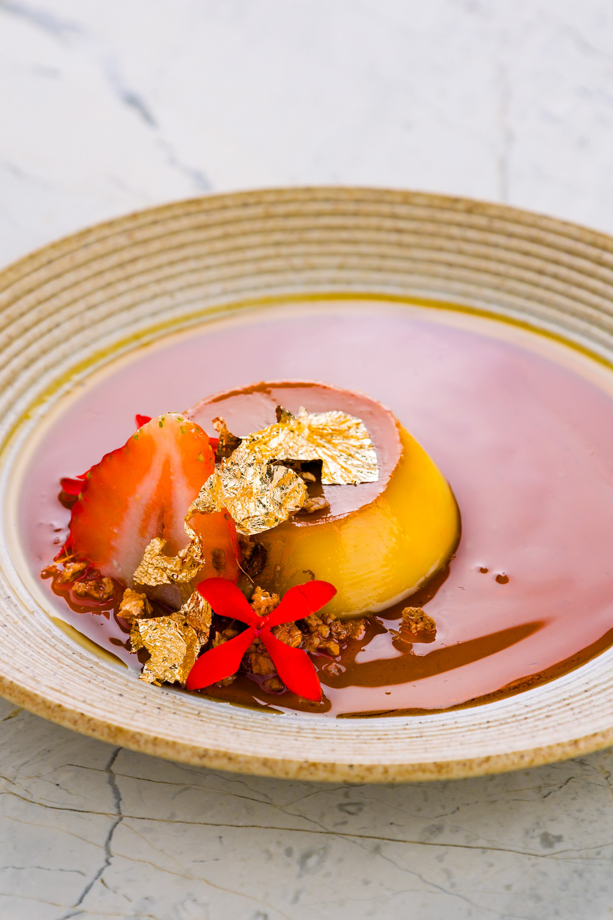 Beautiful dessert with gold foil, captured by an Ubud photographer in Bali.