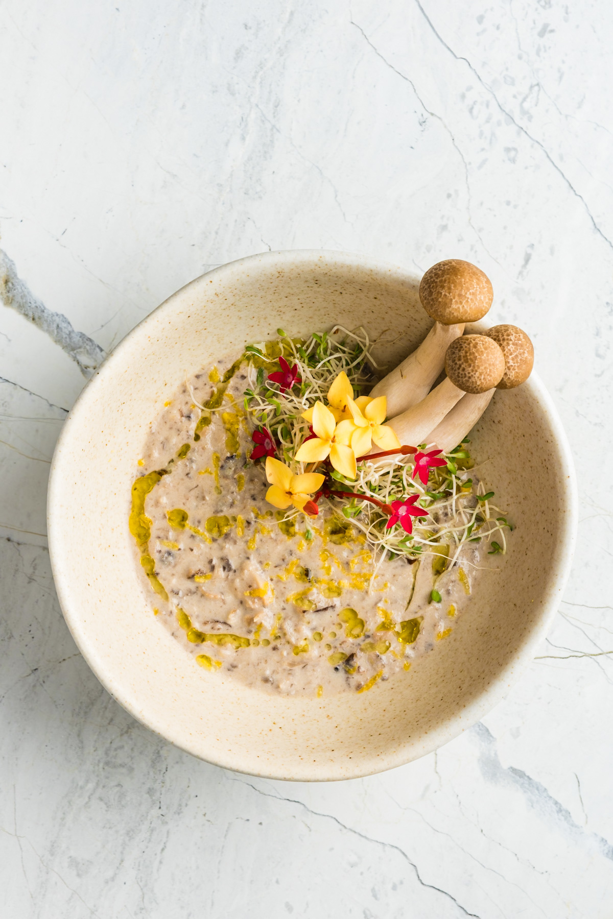 Vegan mushroom soup, captured by a Bali photographer.