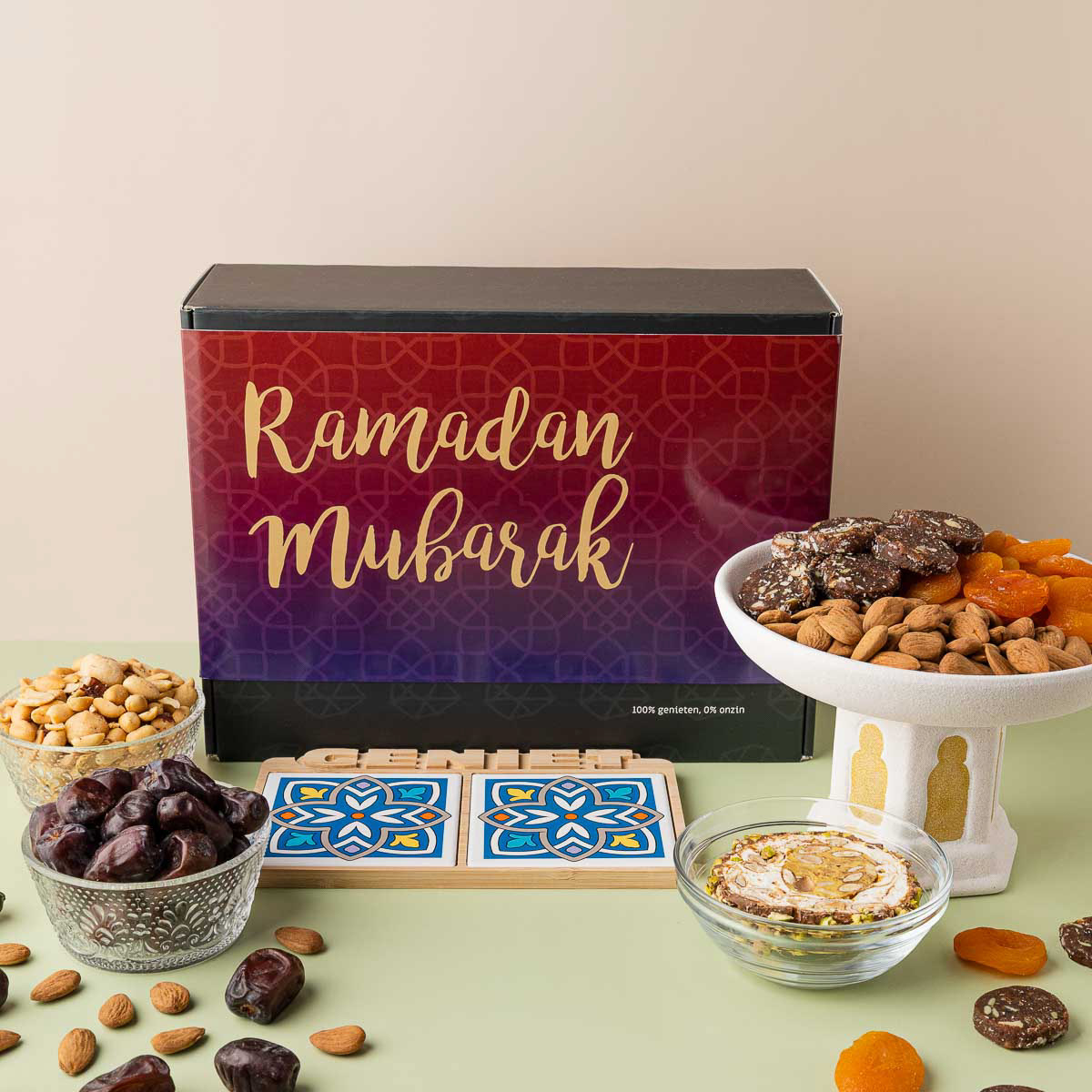Ramadan Mubarak cadeaupakket door voedingsfotograaf Amsterdam.