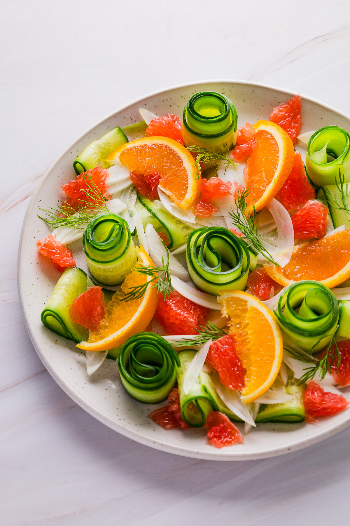 Zucchini salade met venkel en citrusfruit - foodfotograaf Nederland