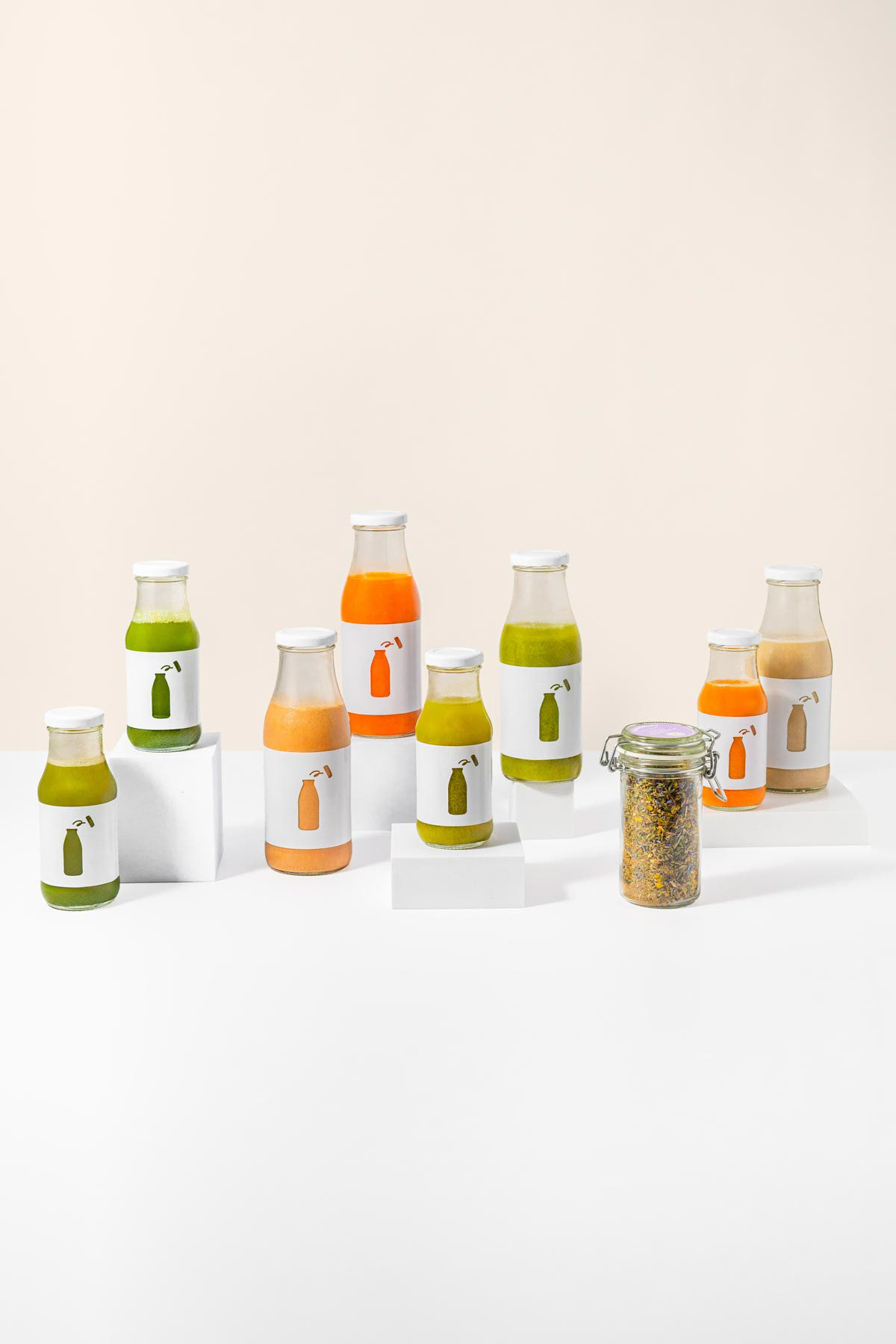 Product photography for juice detox box.