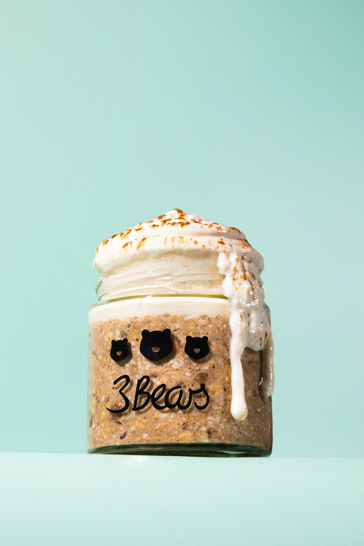hero shot of cinnamon roll oats with delicious drips
