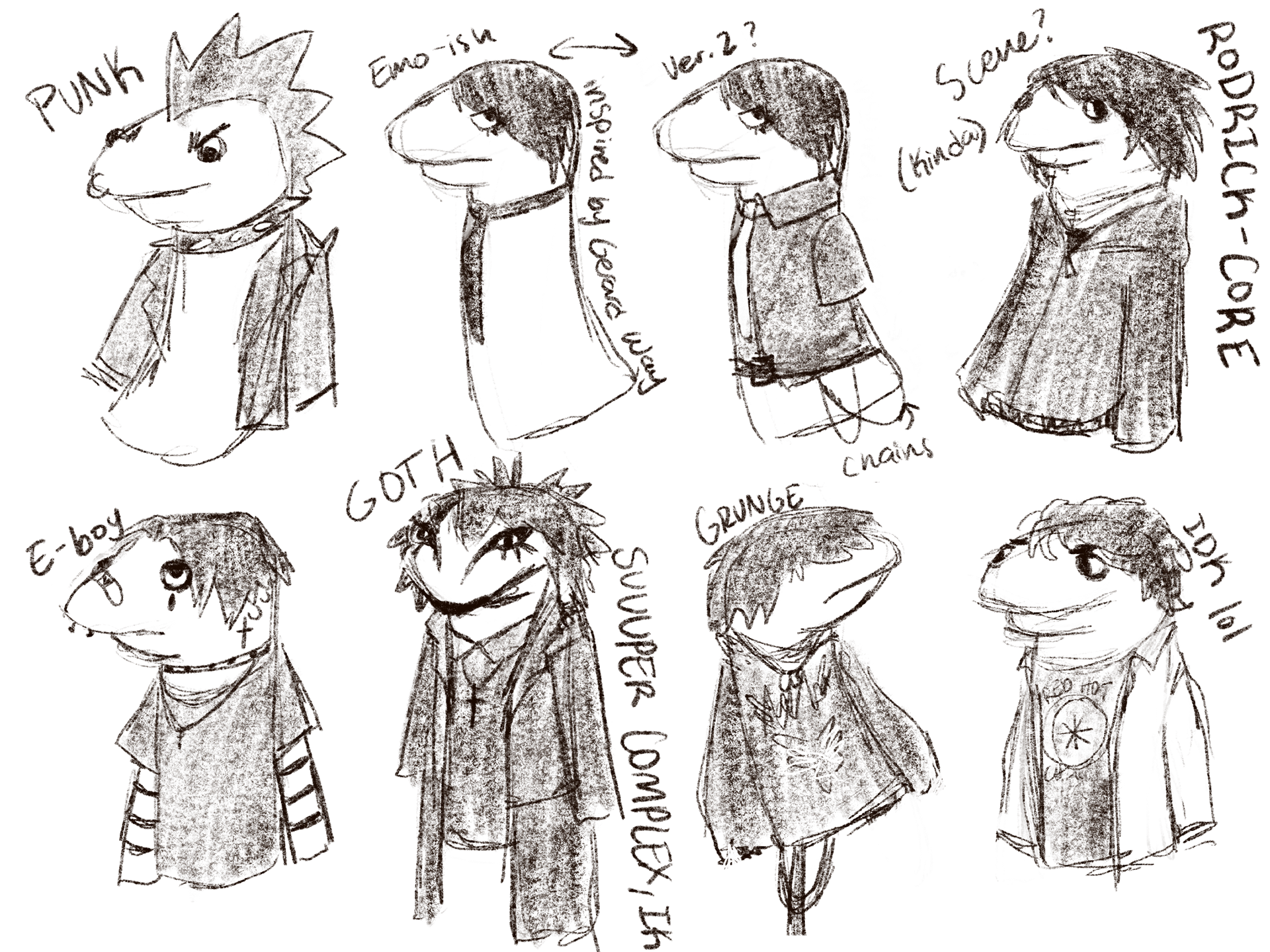 Exploration of Alt fashion on sock characters