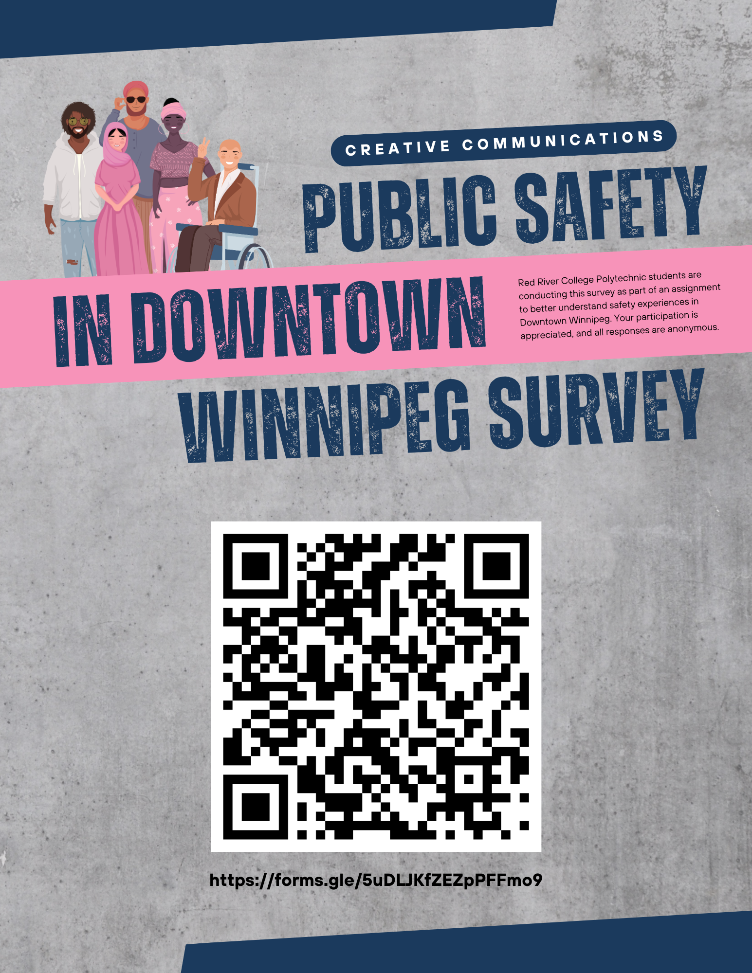 A poster for a Safety in Downtown Winnipeg survey.