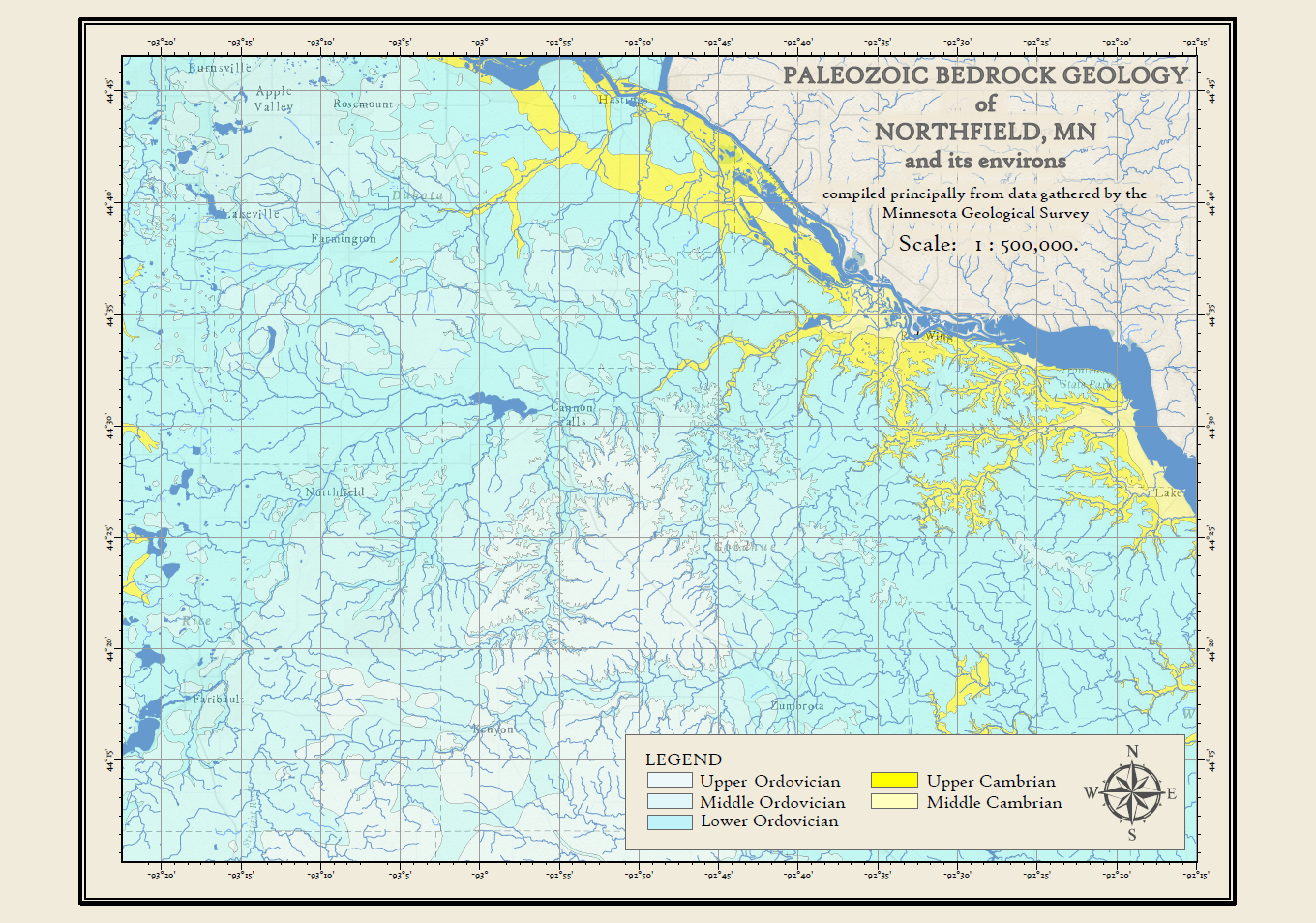 Bedrock geology of the area surrounding Carleton.