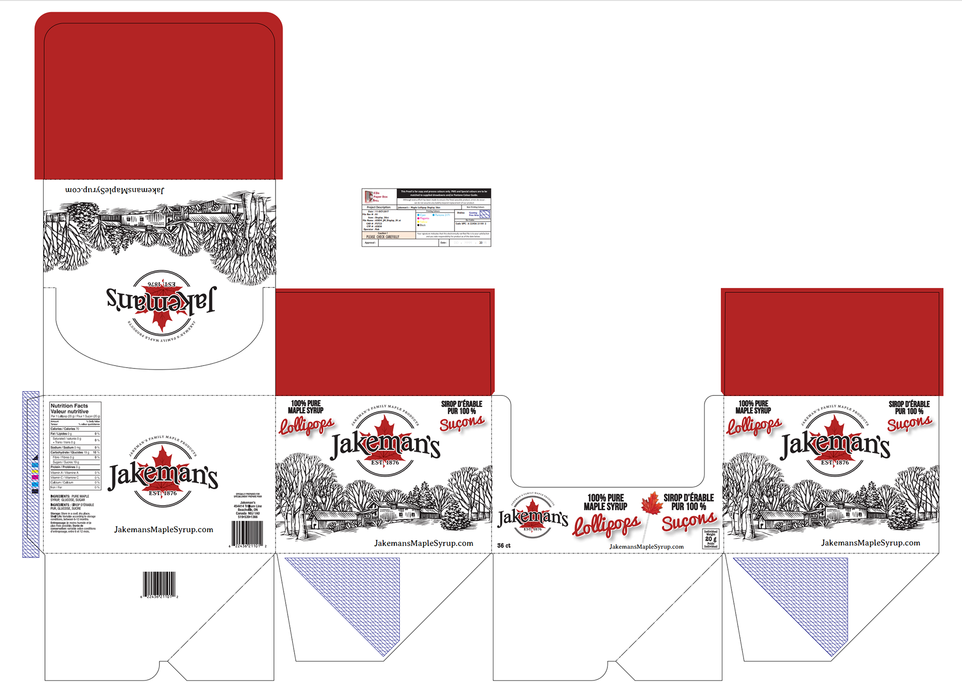 Box design for the Jakeman's lollipop display box