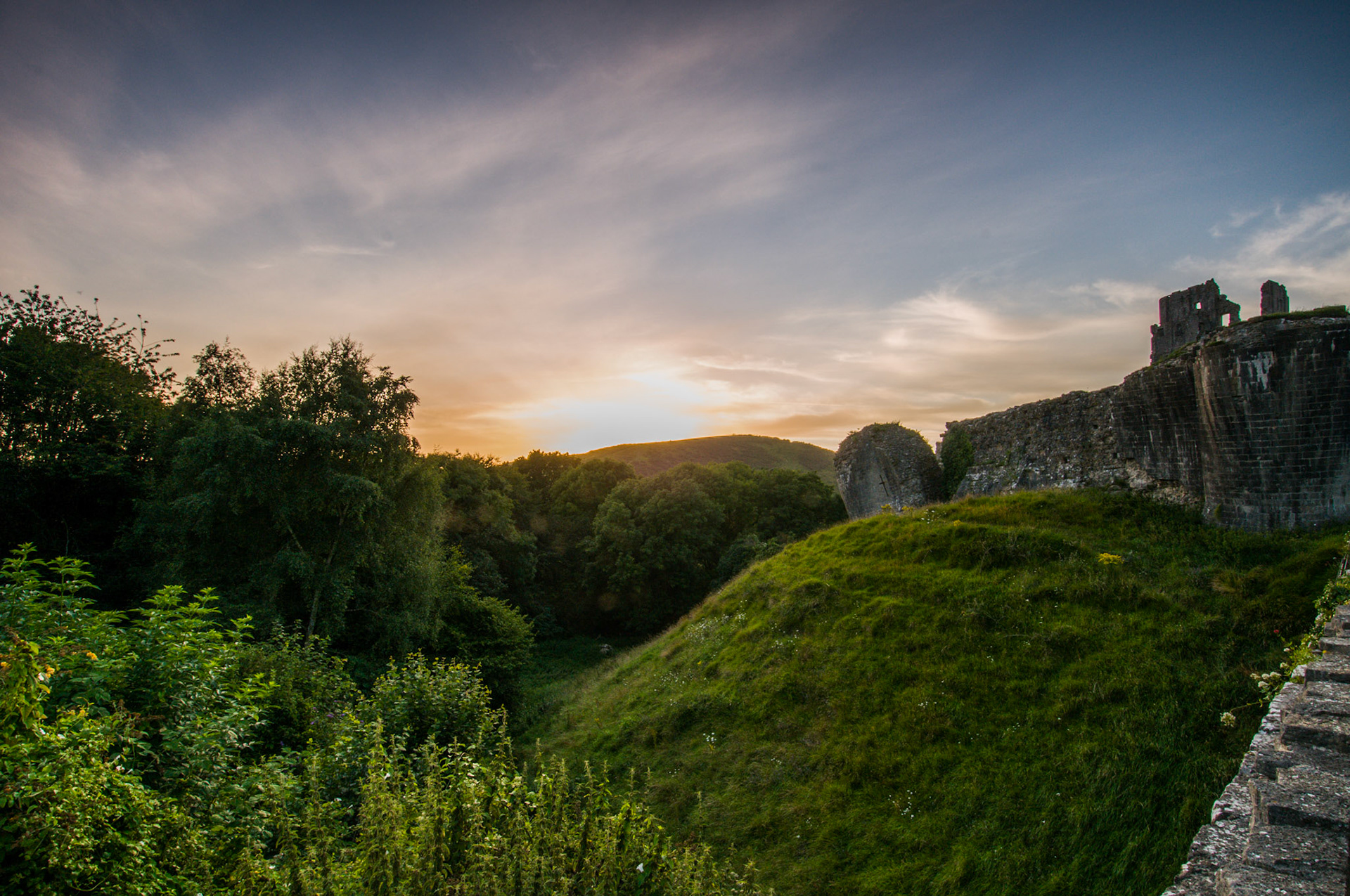 Sunset over Corfe Castle