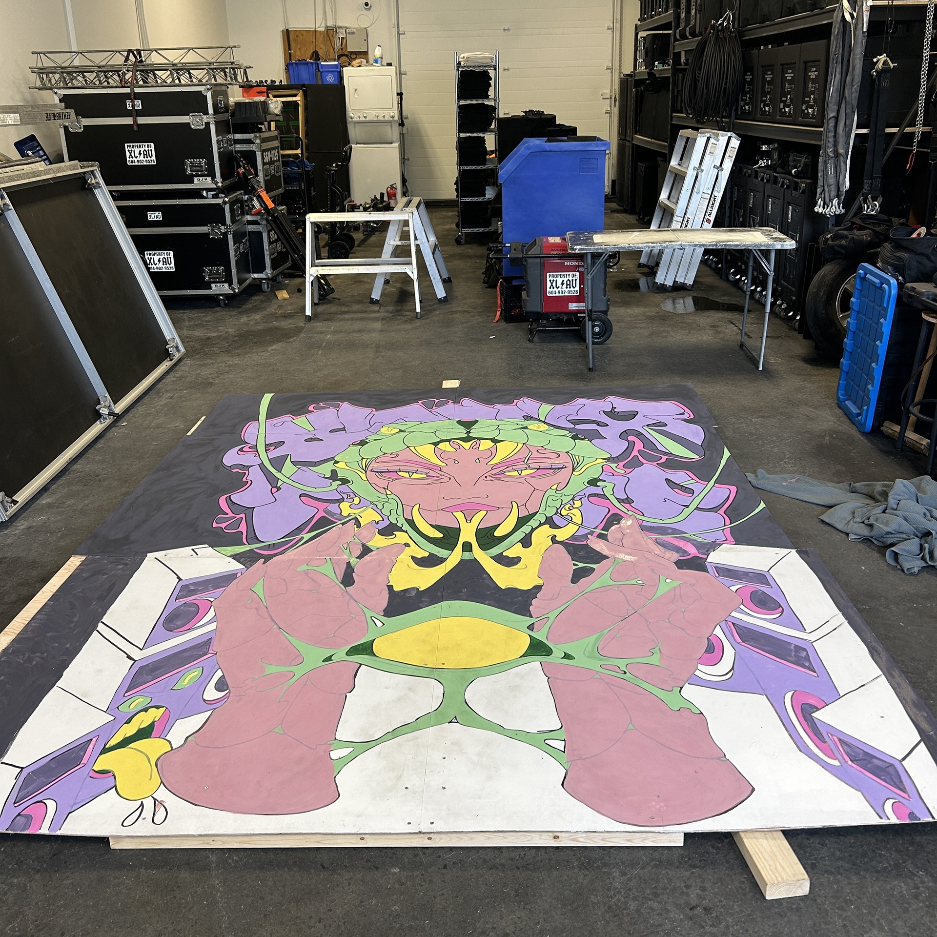 Finally putting the piece together in the warehouse.