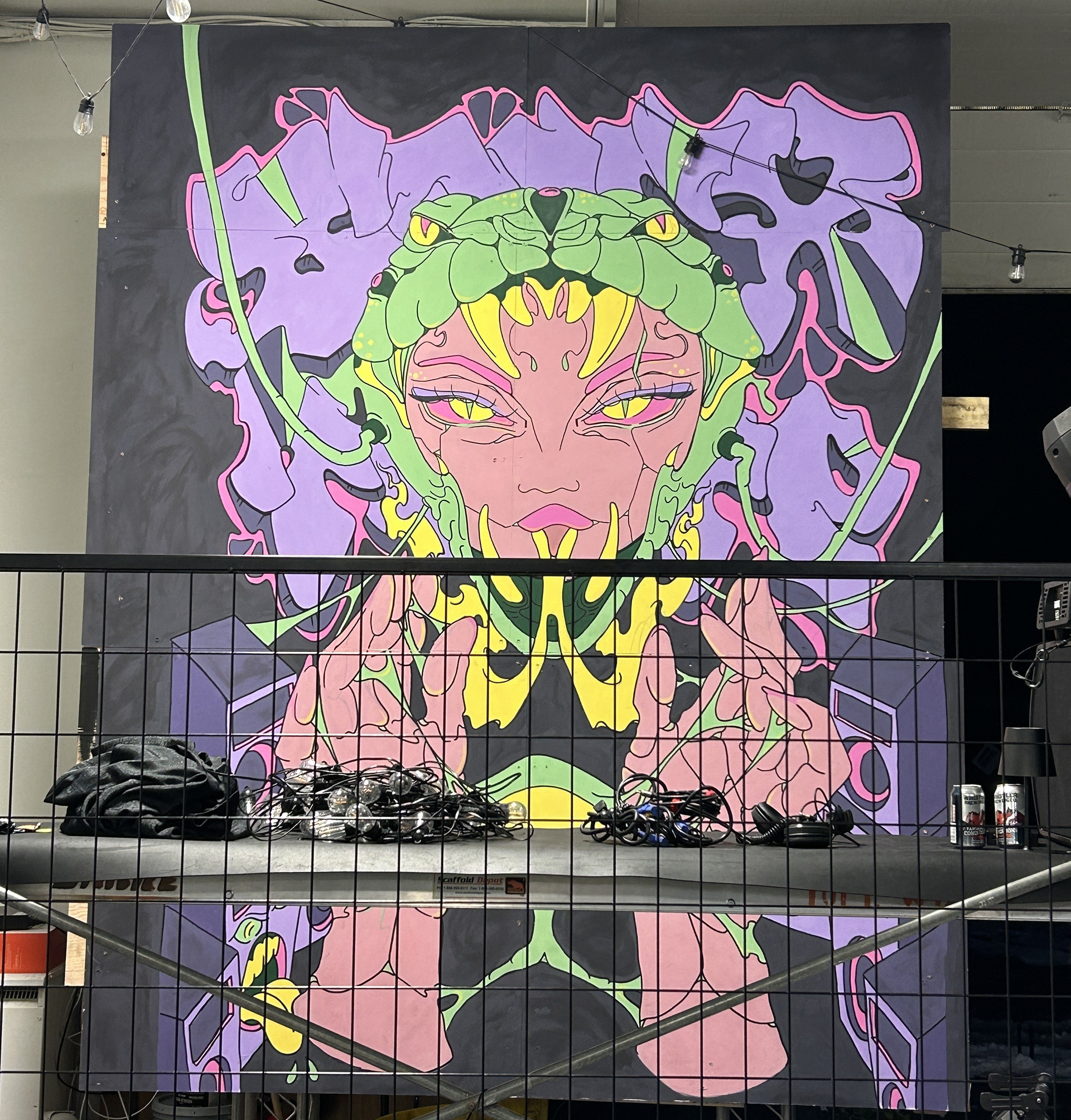 Mural acted as a space filler/ dj booth backdrop.