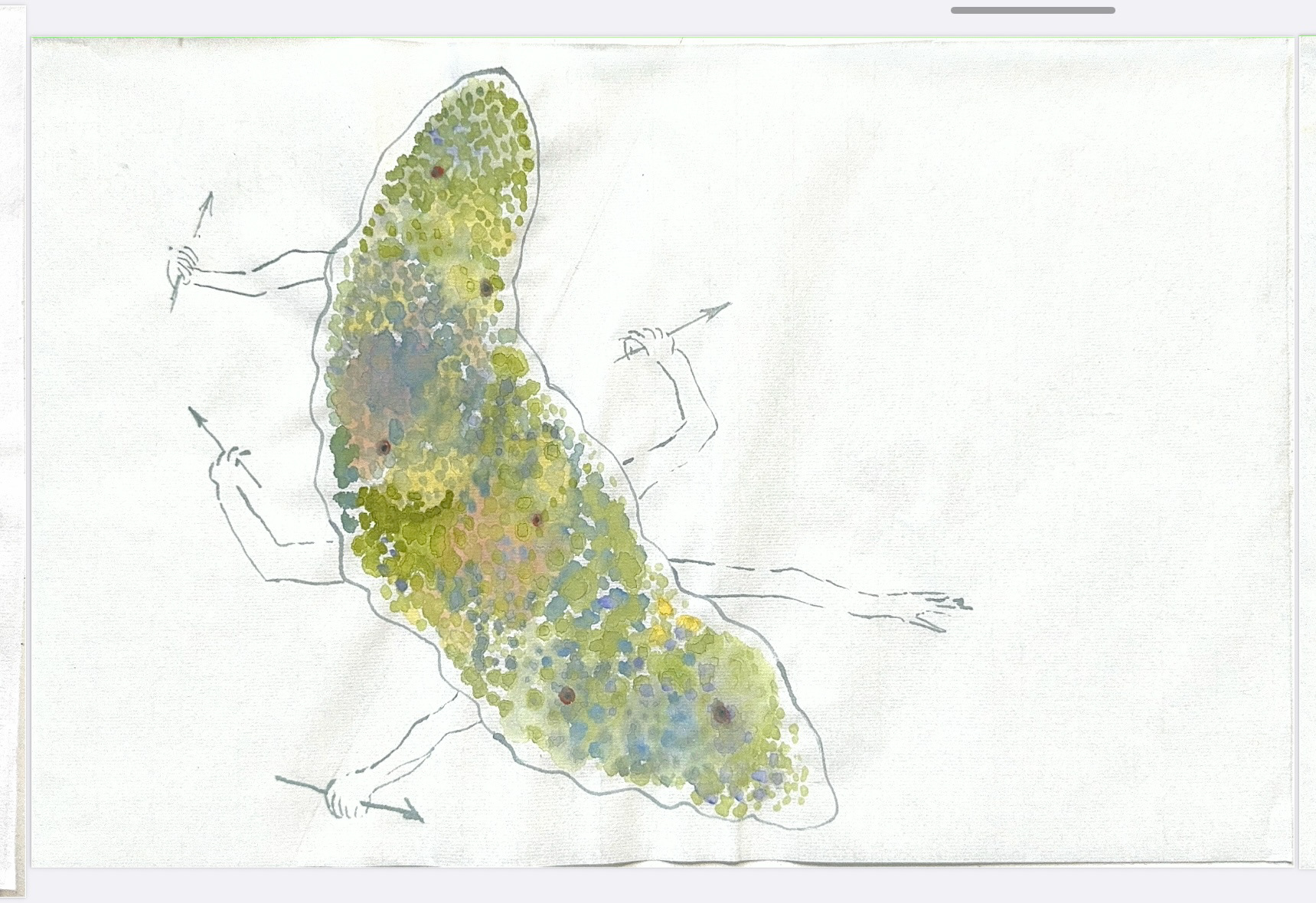 Боротися (To fight ), 2025, watercolor on rice paper, 223x343 mm
