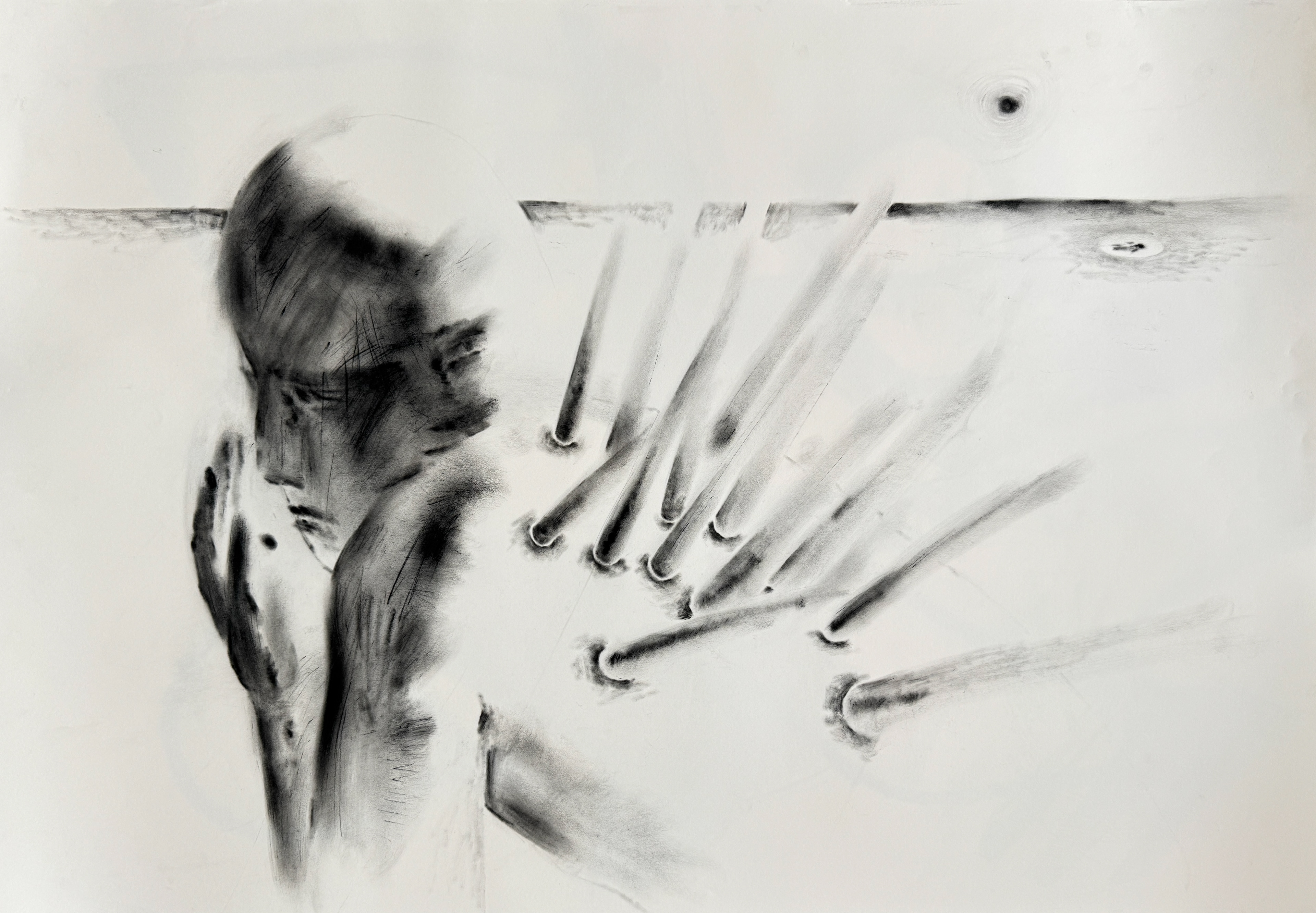 2023, charcoal drawing on paper, 70x100 cm