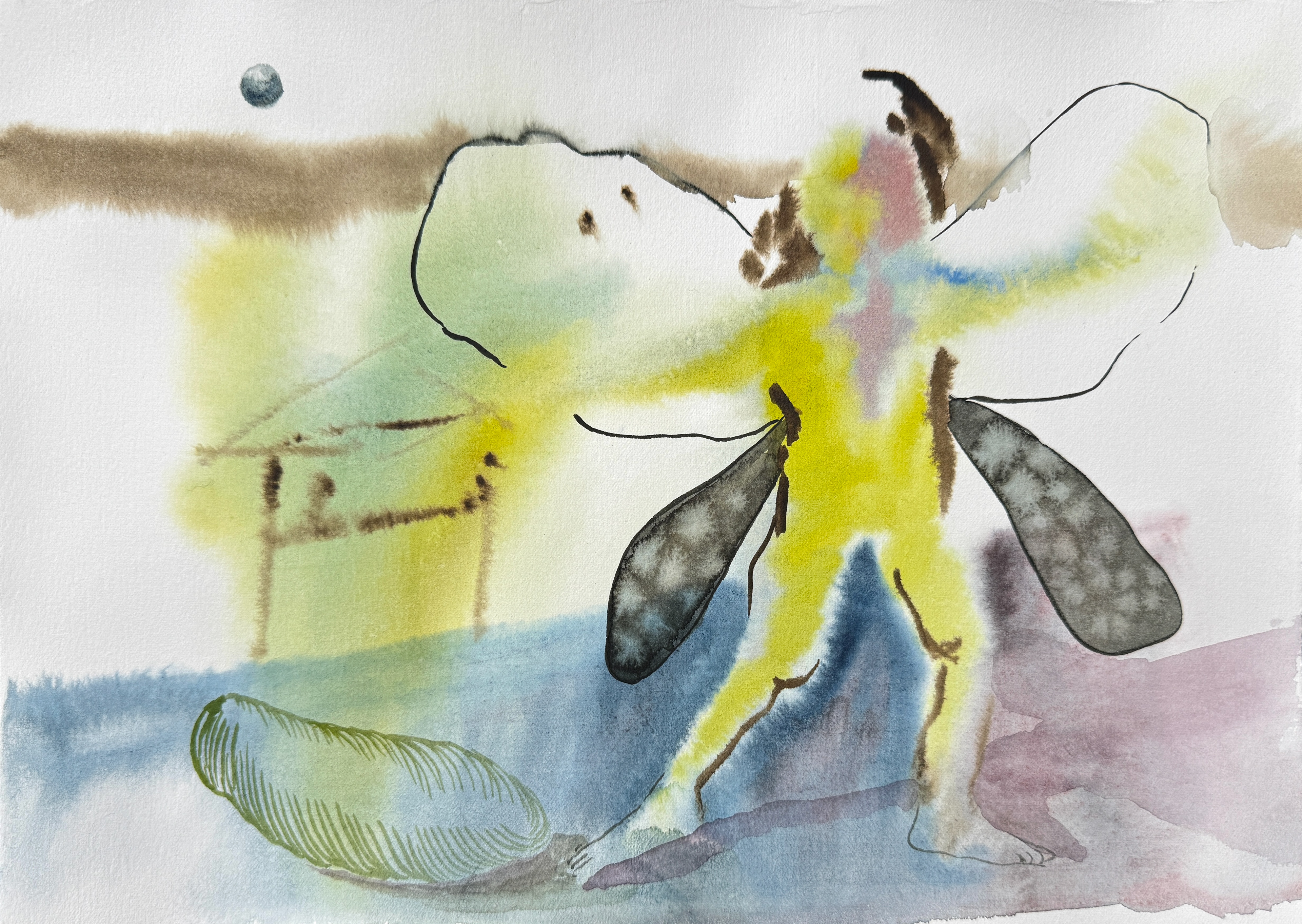 Flying in spring, 2025, watercolor on paper, 250x300 mm, private collection
