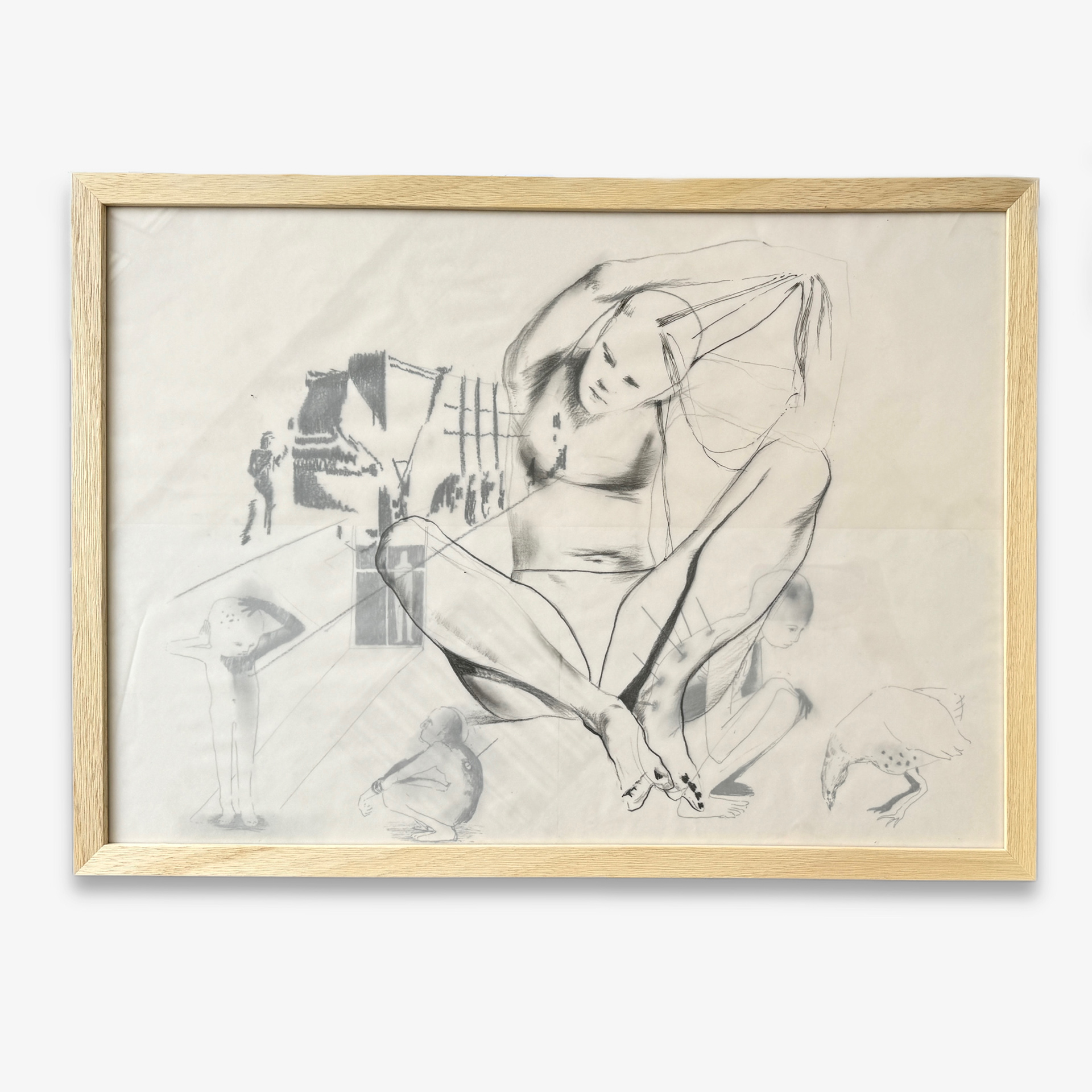 2022, 4 drawings: pencil on tracing paper, gel pen on paper,  450x620 mm (framed)