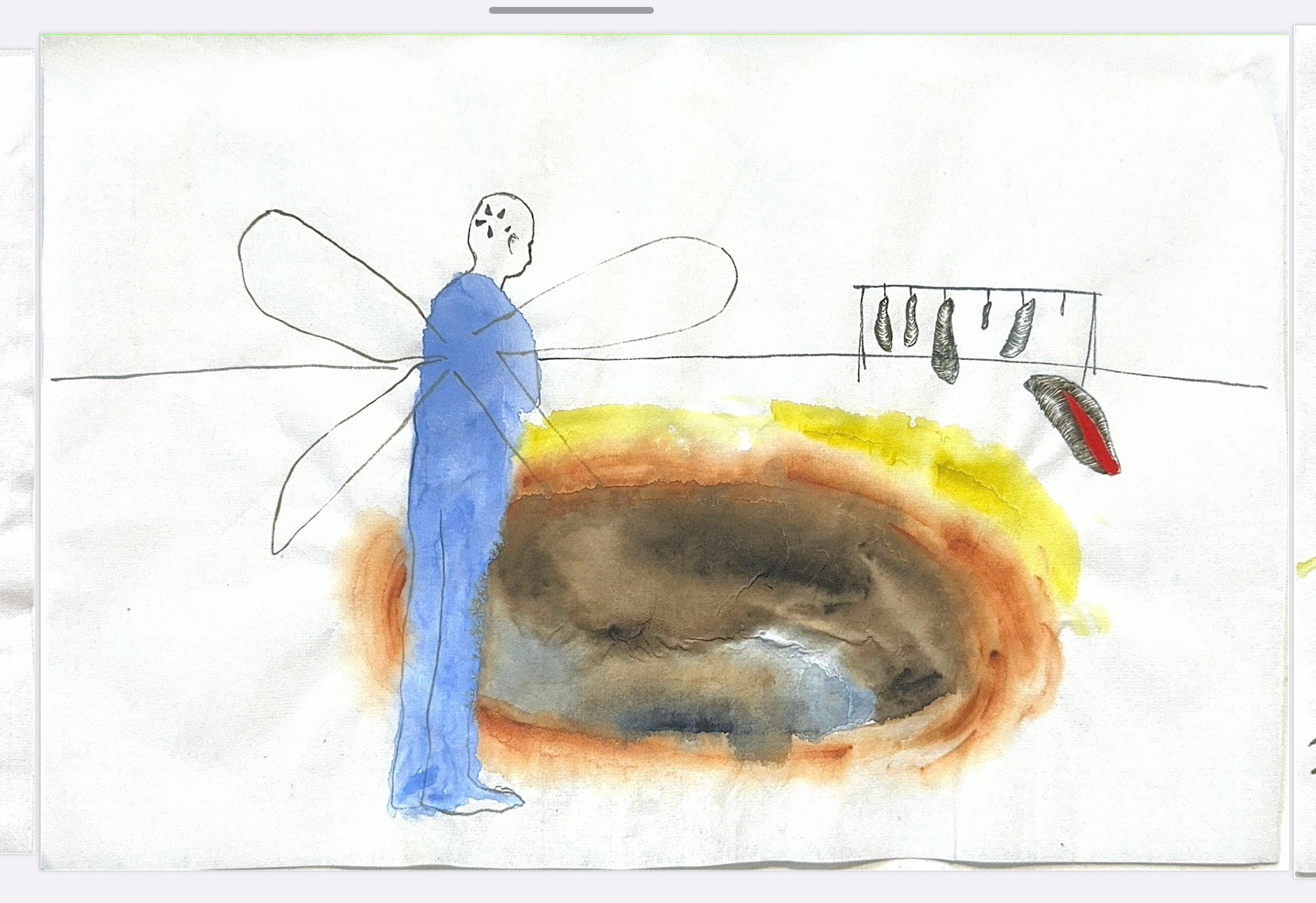 І знову починався день (And the day began again), 2025, watercolor on rice paper, 229x342 mm