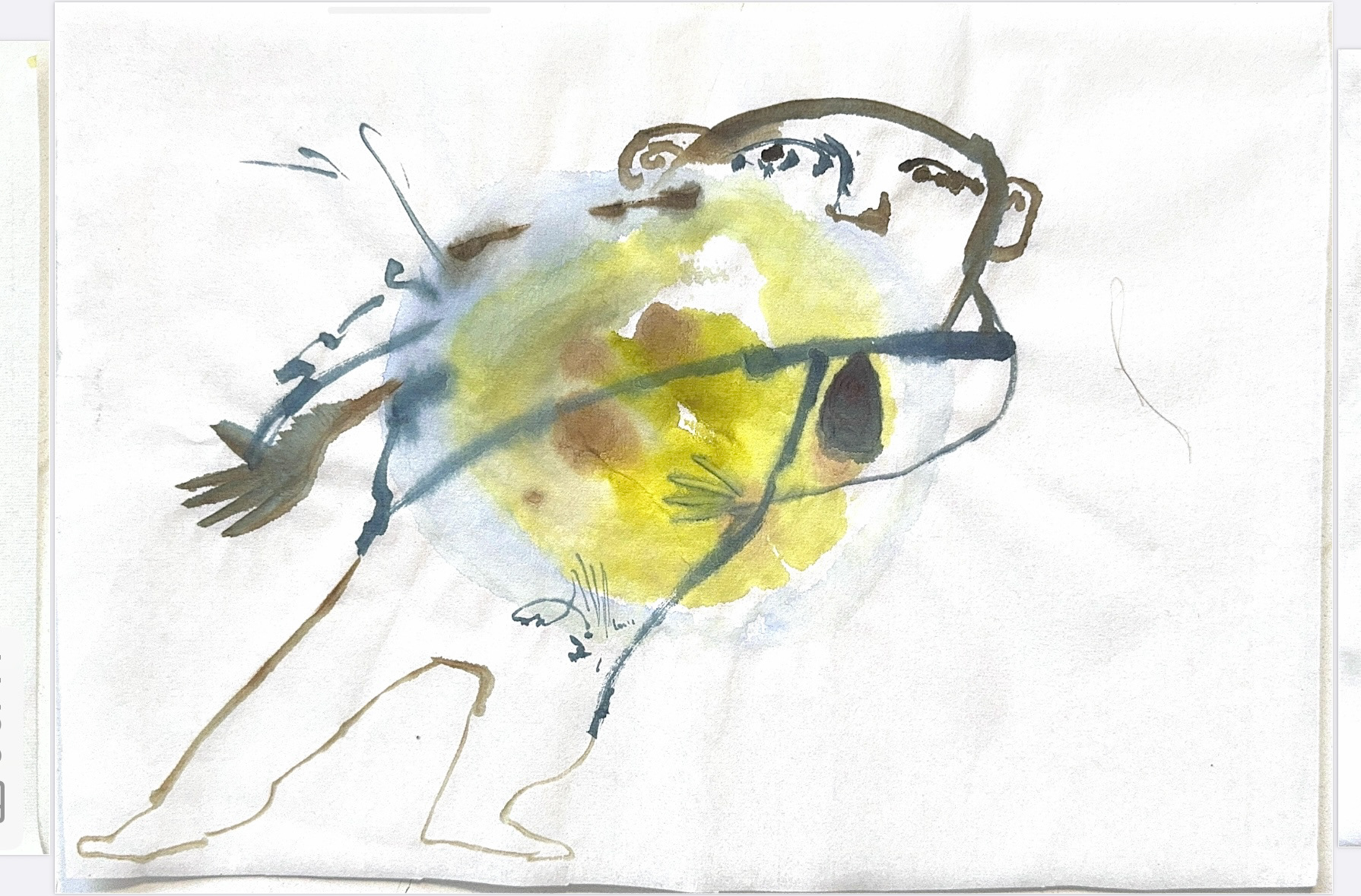 Іноді я буваю більше за себе (At times, I am larger than myself), 2025, watercolor on rice paper, 240x342 mm
