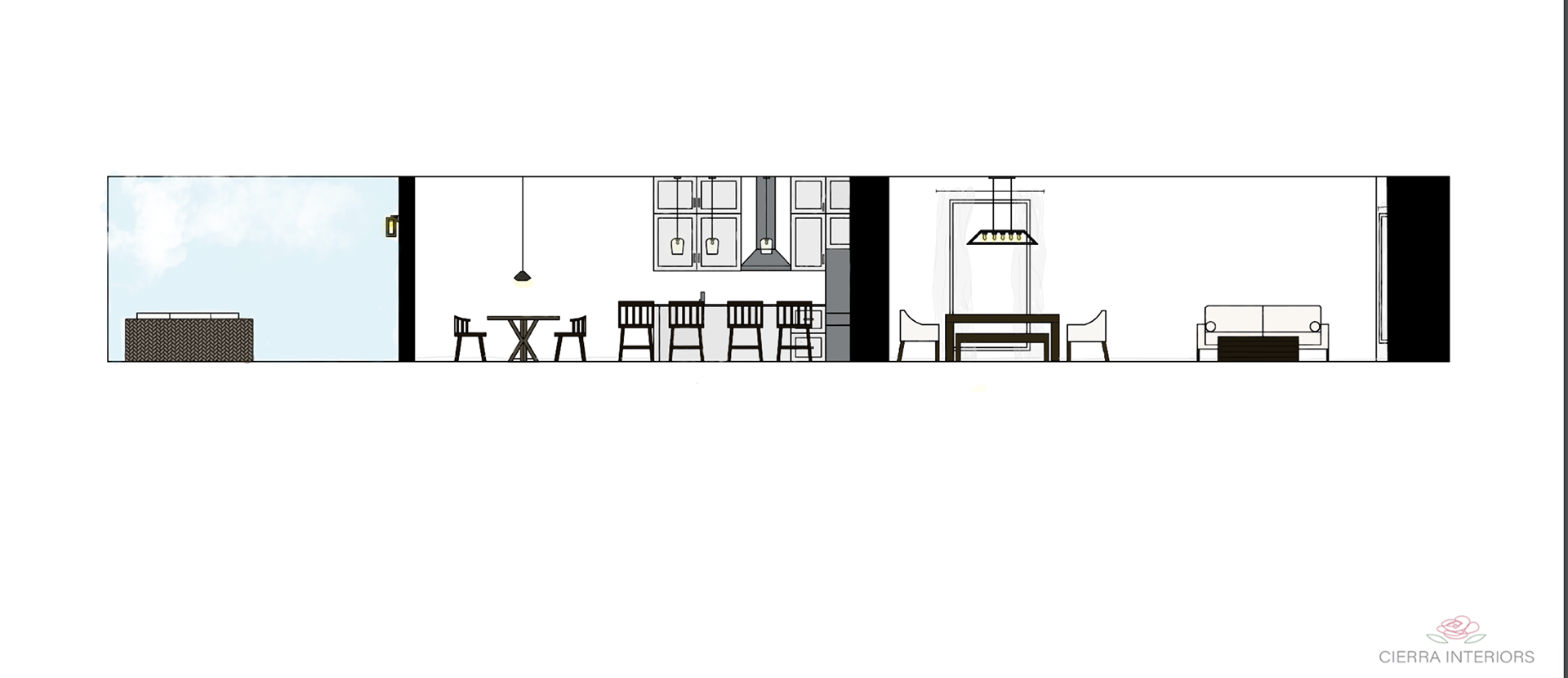 Sectional Elevation 2 Rendered - Procreate
