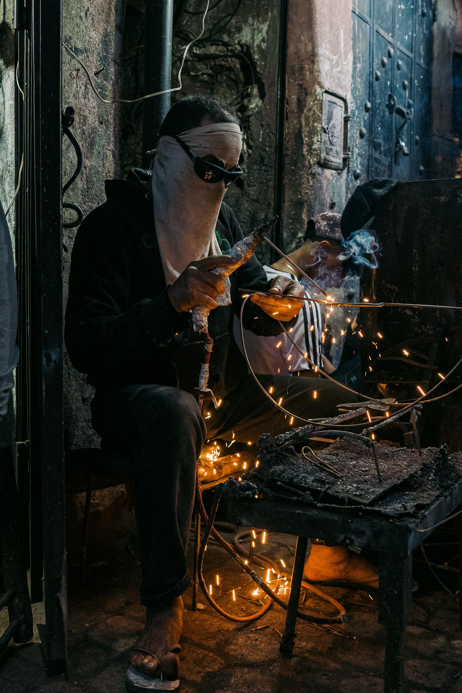 Metal craftsmen in Marrakesh, Morocco