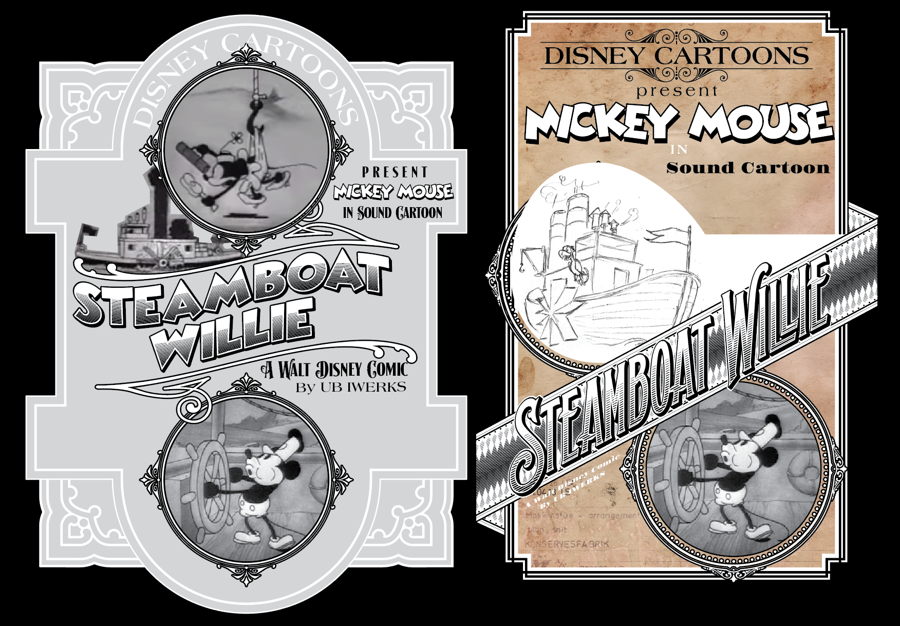 roughs disney group exhibition mickey mouse vector illustration