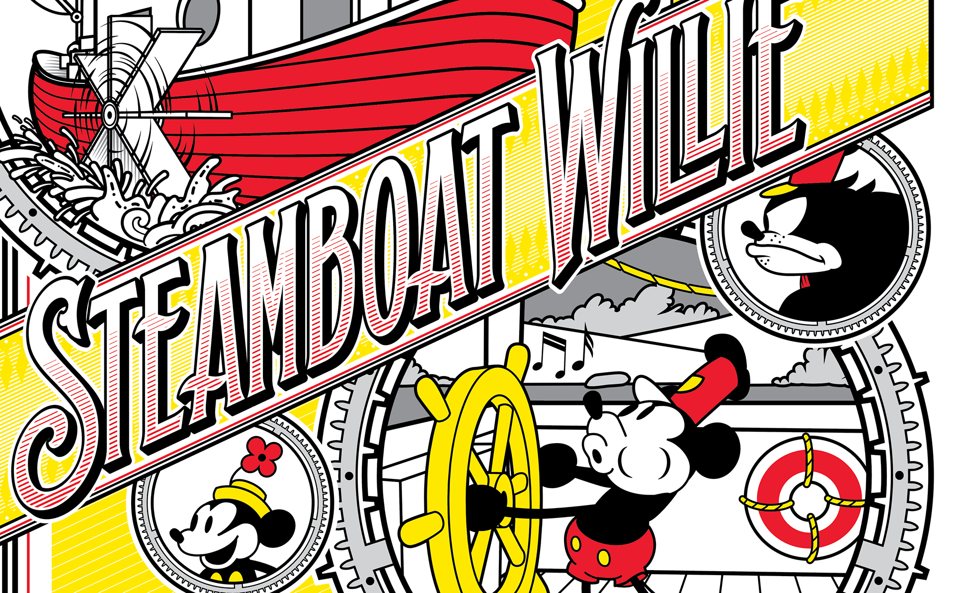 poster mickey mouse detali steamboat willie pete vector minnie