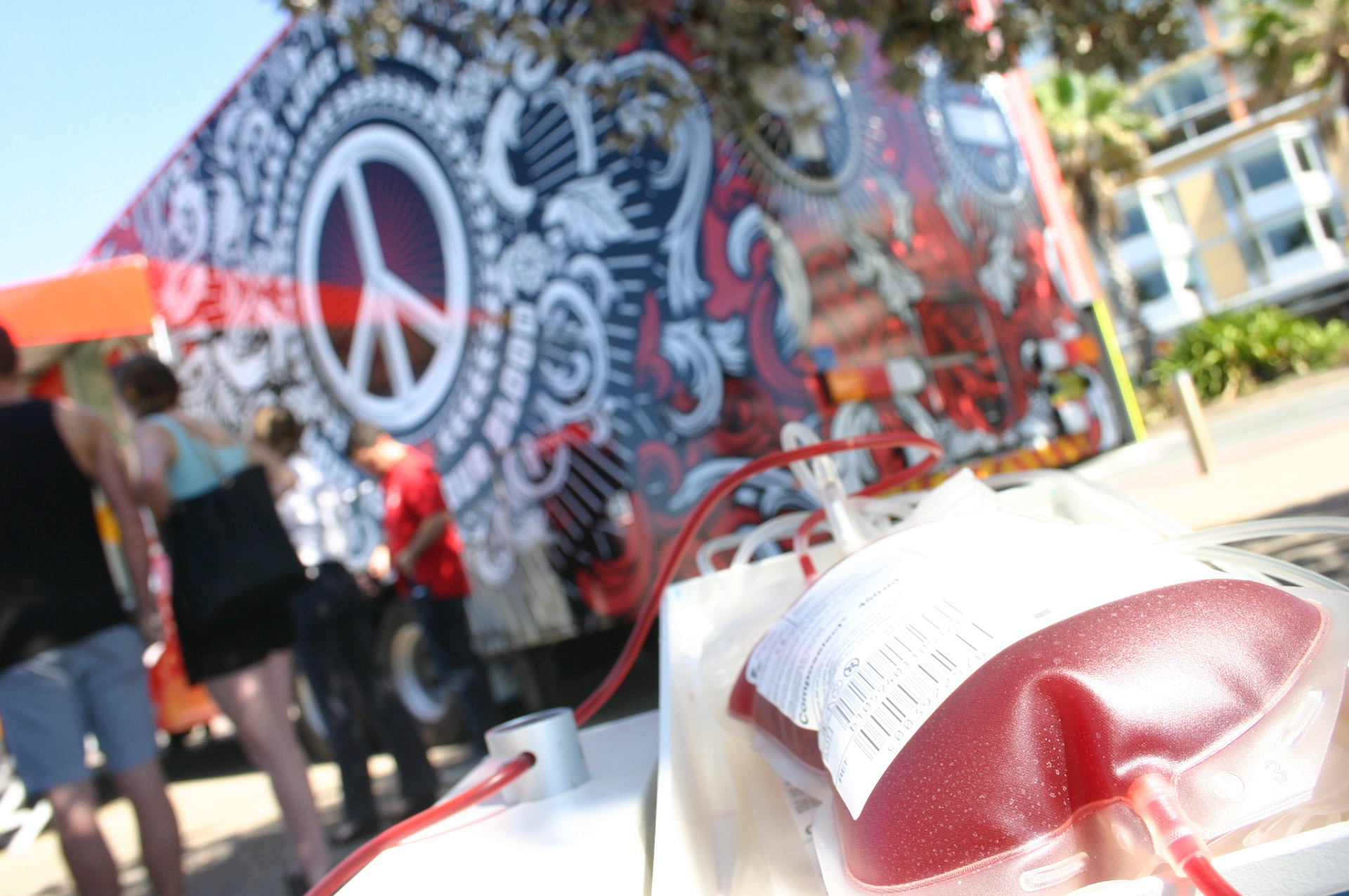 blood donation truck red cross lynx peace activation event