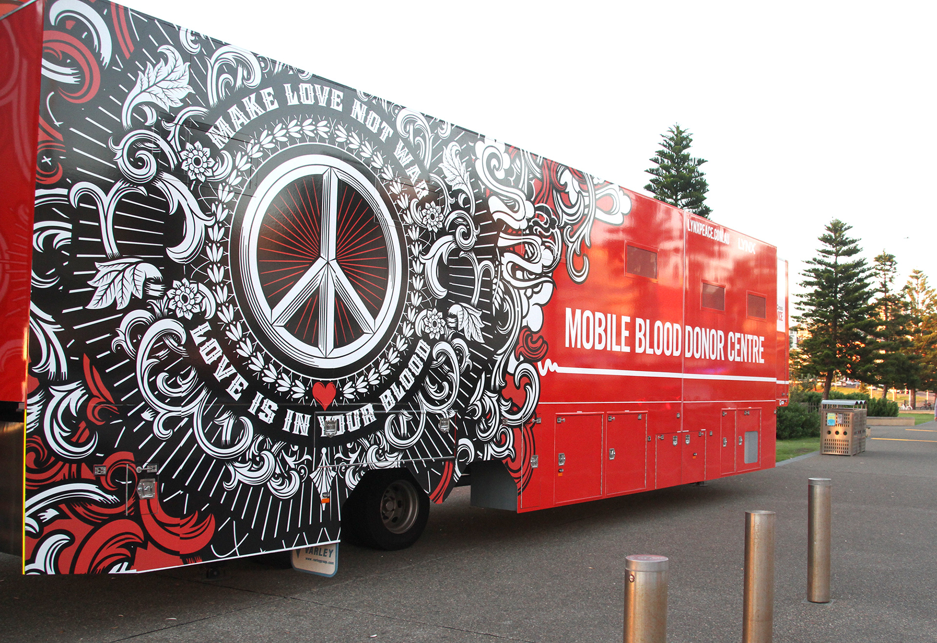 blood donor centre graphic wrap advertising lynx peace