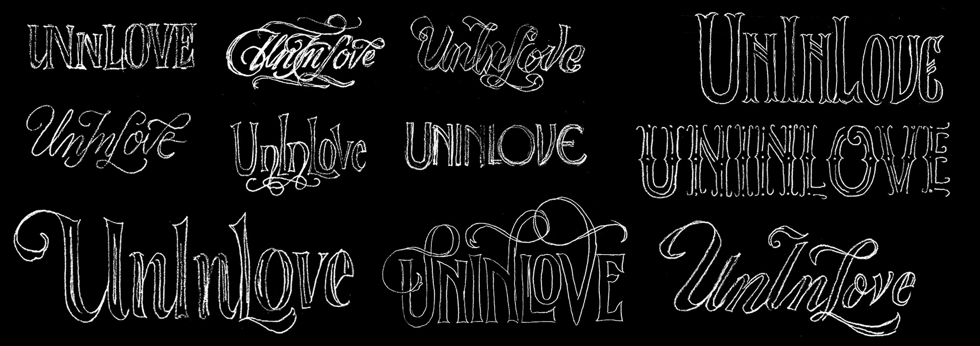 lettering album name sketch development