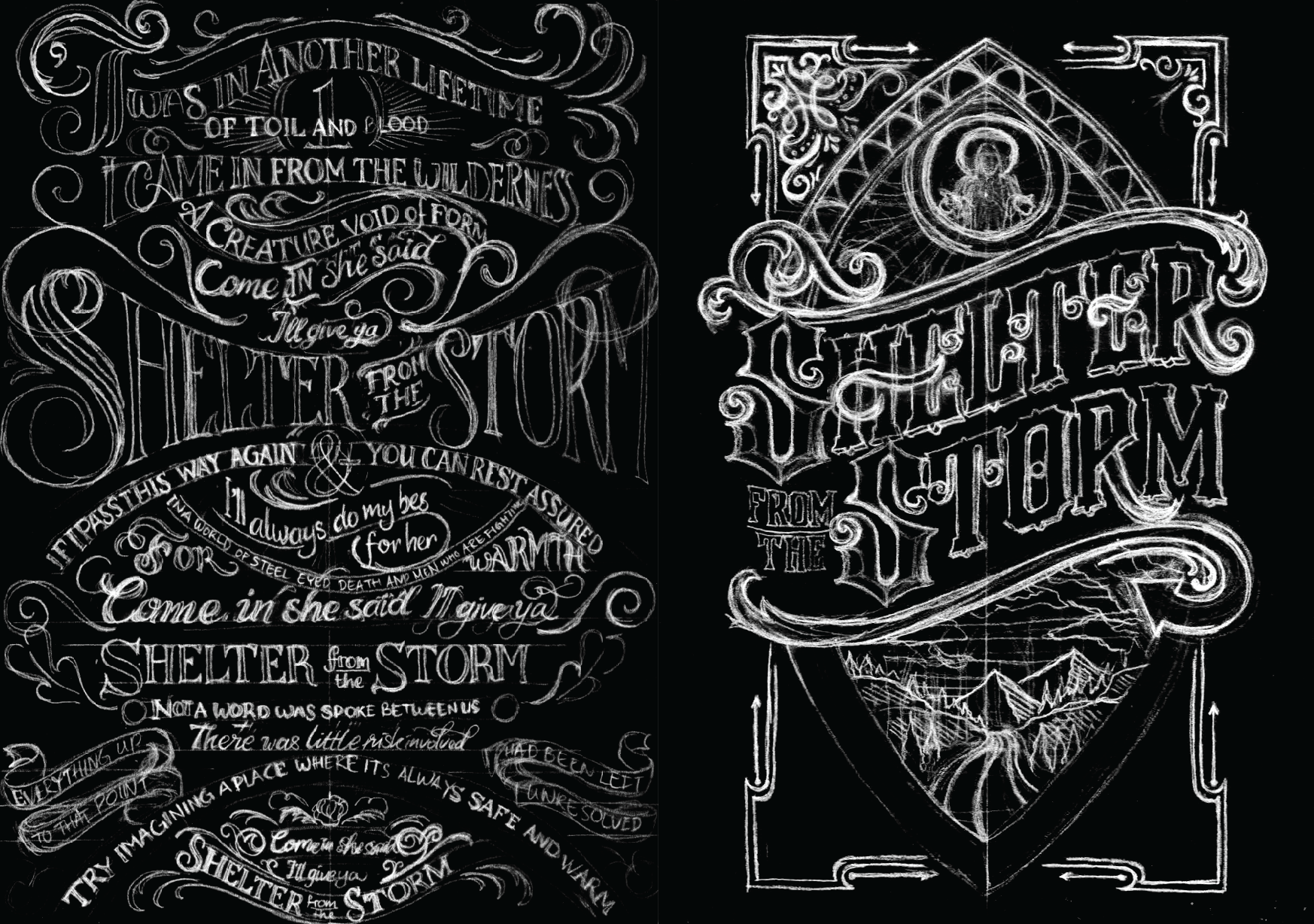 shelter from the storm developmental work sketch hand lettering