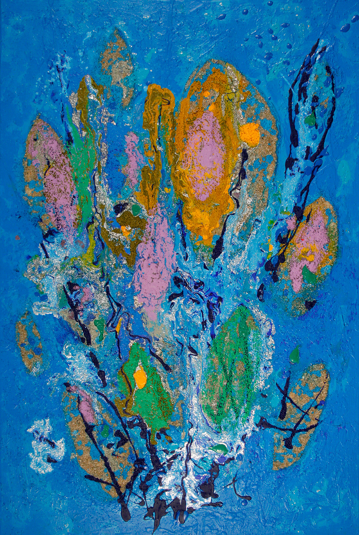 Louange 24, acrylique, sable et pigments métalliques sur toile, 120x80 cm.