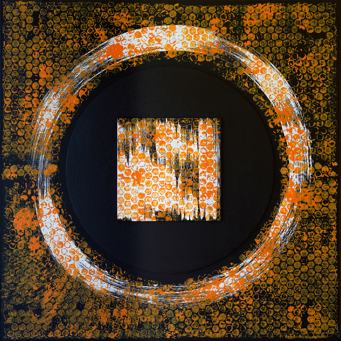 Signum 10, acrylique et cartons toilés sur toile, 50x50 cm.