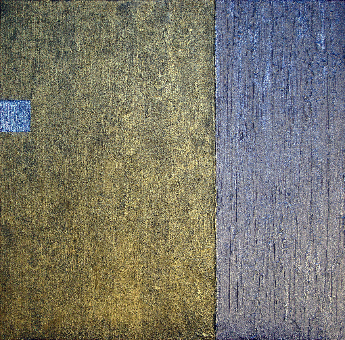 Séquence 01, acrylique, sable et pigments métalliques sur toile, 60x60 cm.