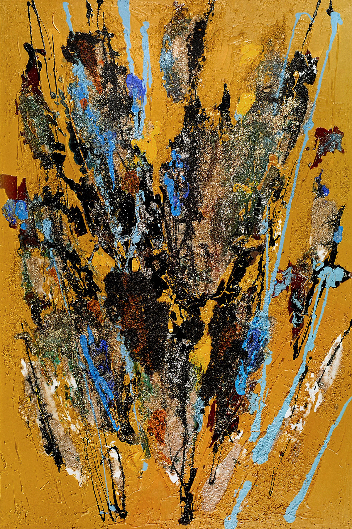 Louange 20, acrylique, sable et pigments métalliques sur toile, 120x80 cm.