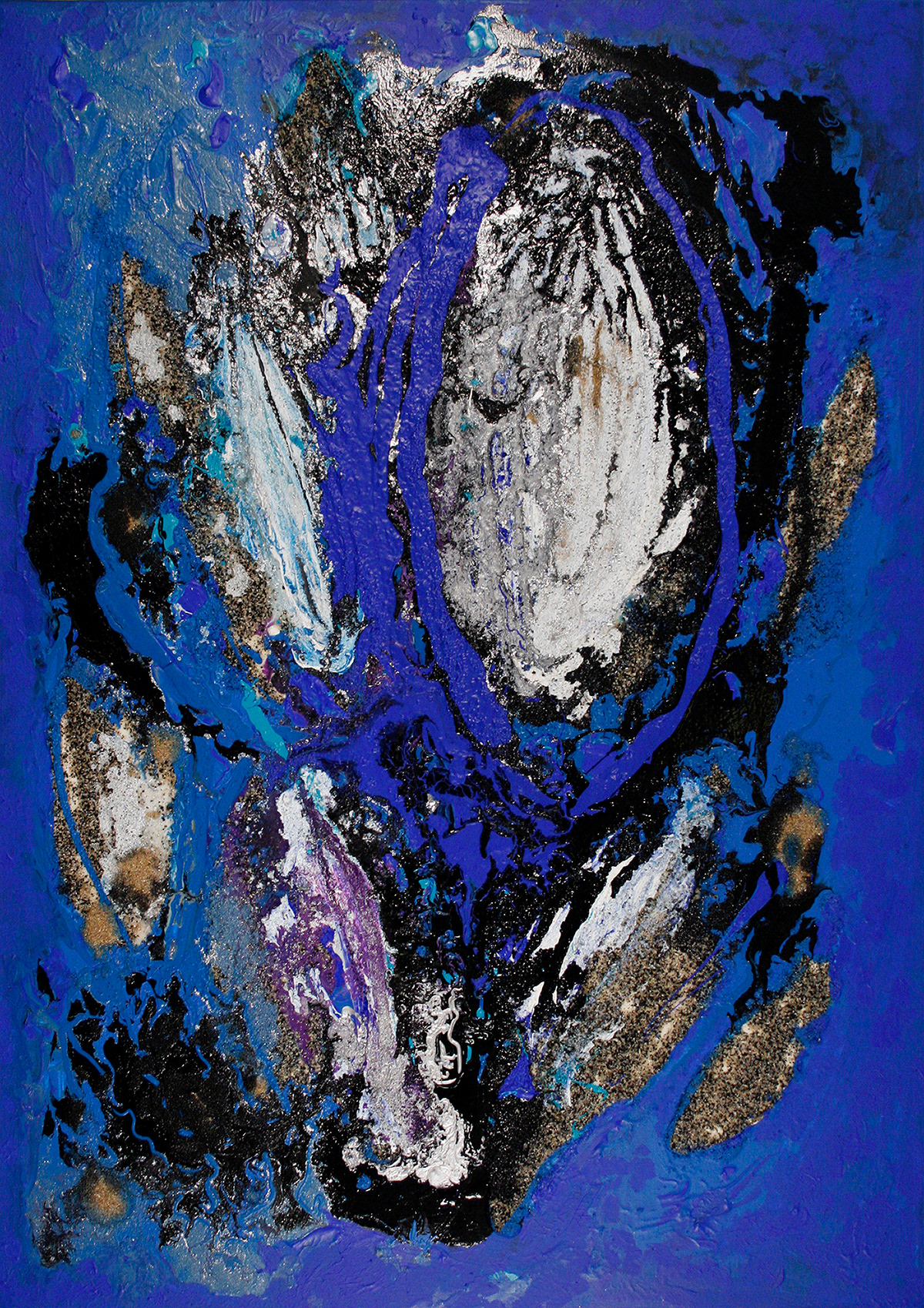 Louange 23, acrylique, sable et pigments métalliques sur toile, 140x100 cm.