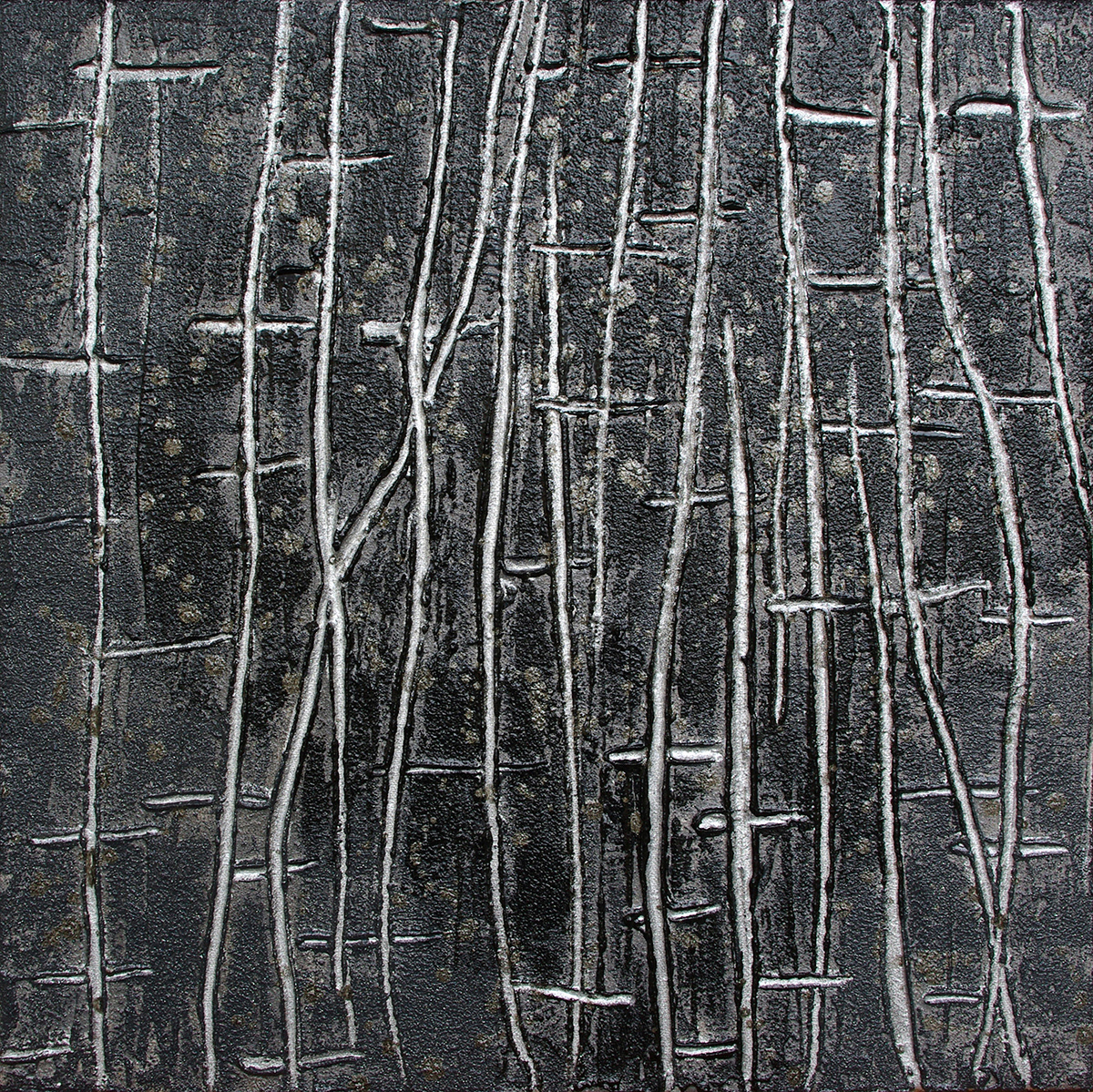 Structure 01, acryique, sable et pigments métalliques sur toile, 50x50 cm.