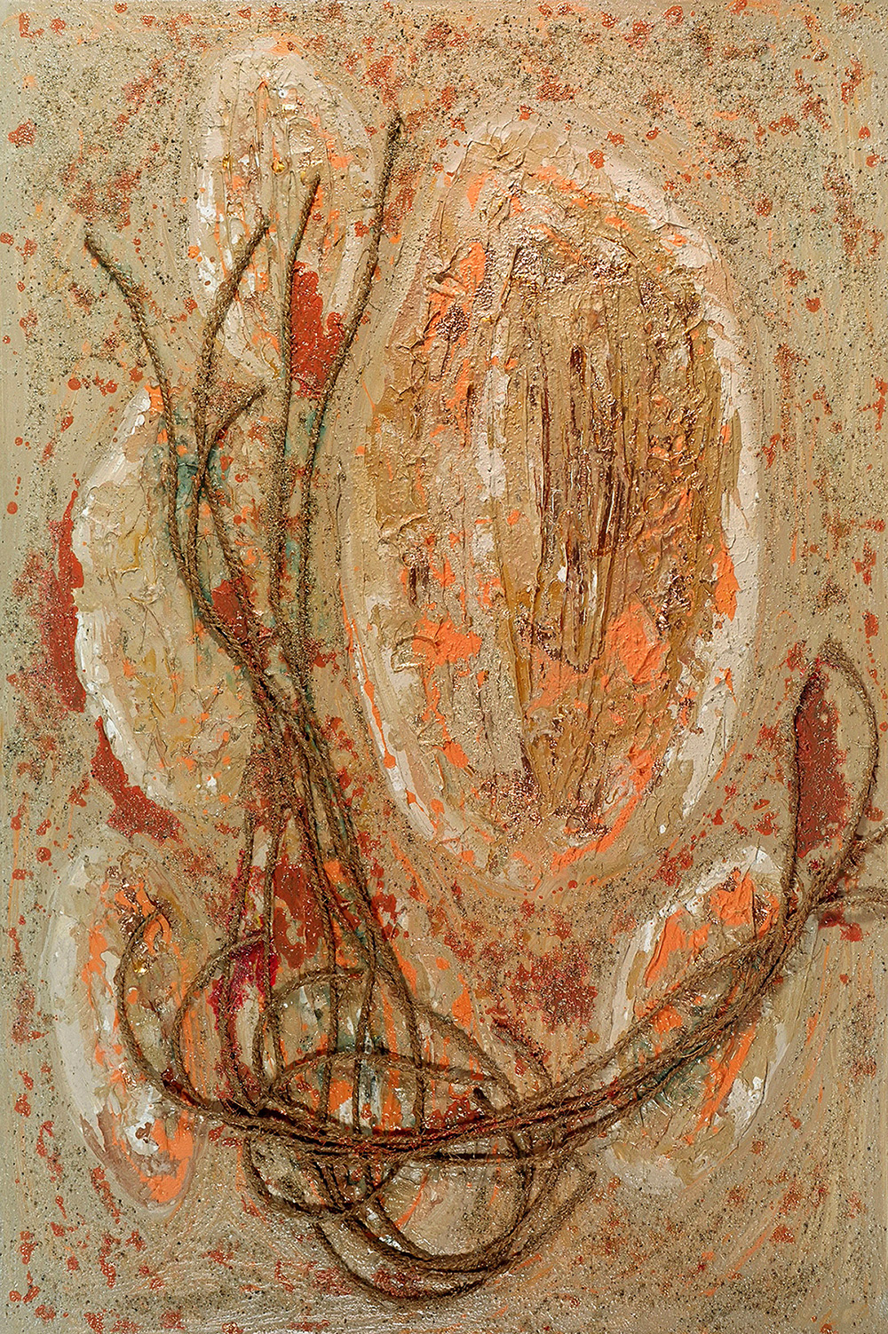 Louange 16, acryl, sable, corde, pigments, toile, 120x80 cm.