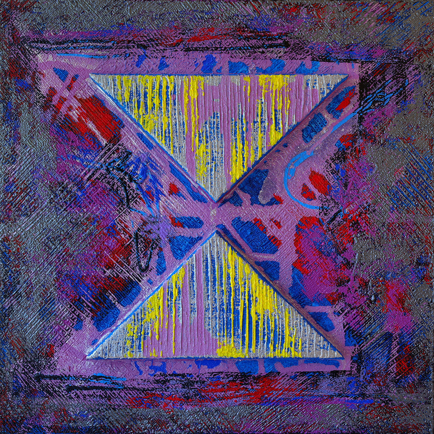 Signum 08, acrylique, sable et pigments métalliques sur toile, 50x50 cm.